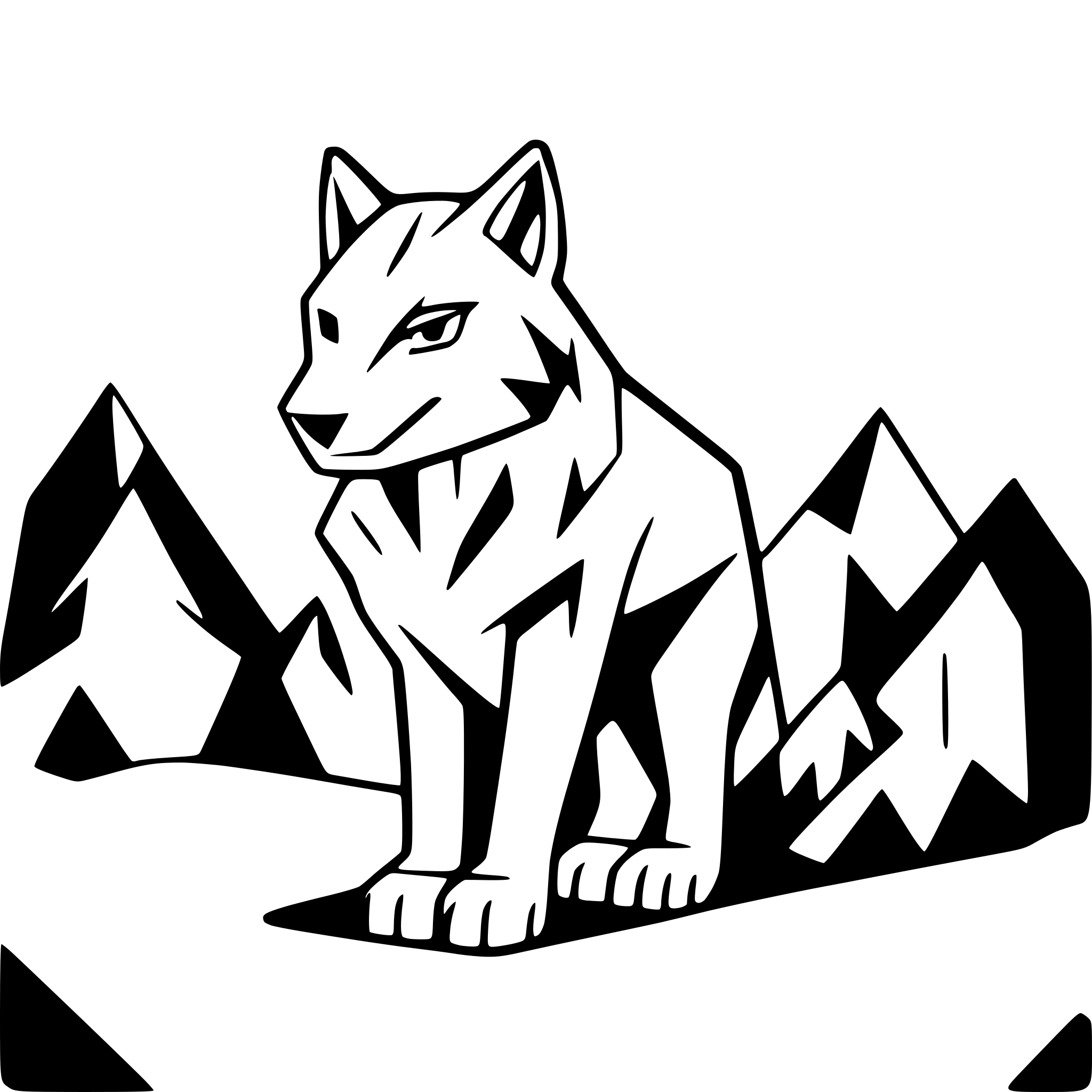AI-generated SVG of 'geometric wolf with mountains'