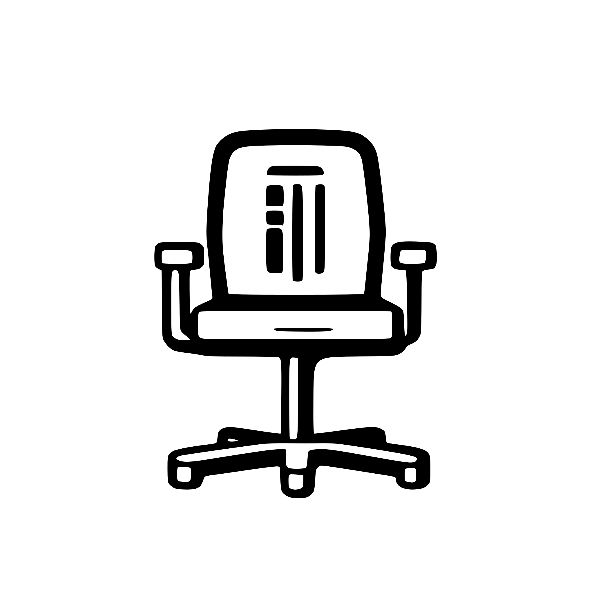 AI-generated SVG of a a computer chair icon. Straight top projection. Minimum lines, schematic. Two jet engines on the sides