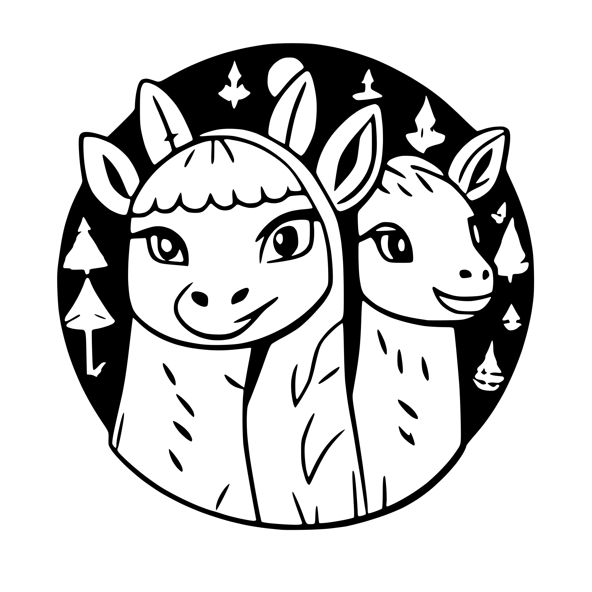 AI-generated SVG of 'three christmas vibe lamas'