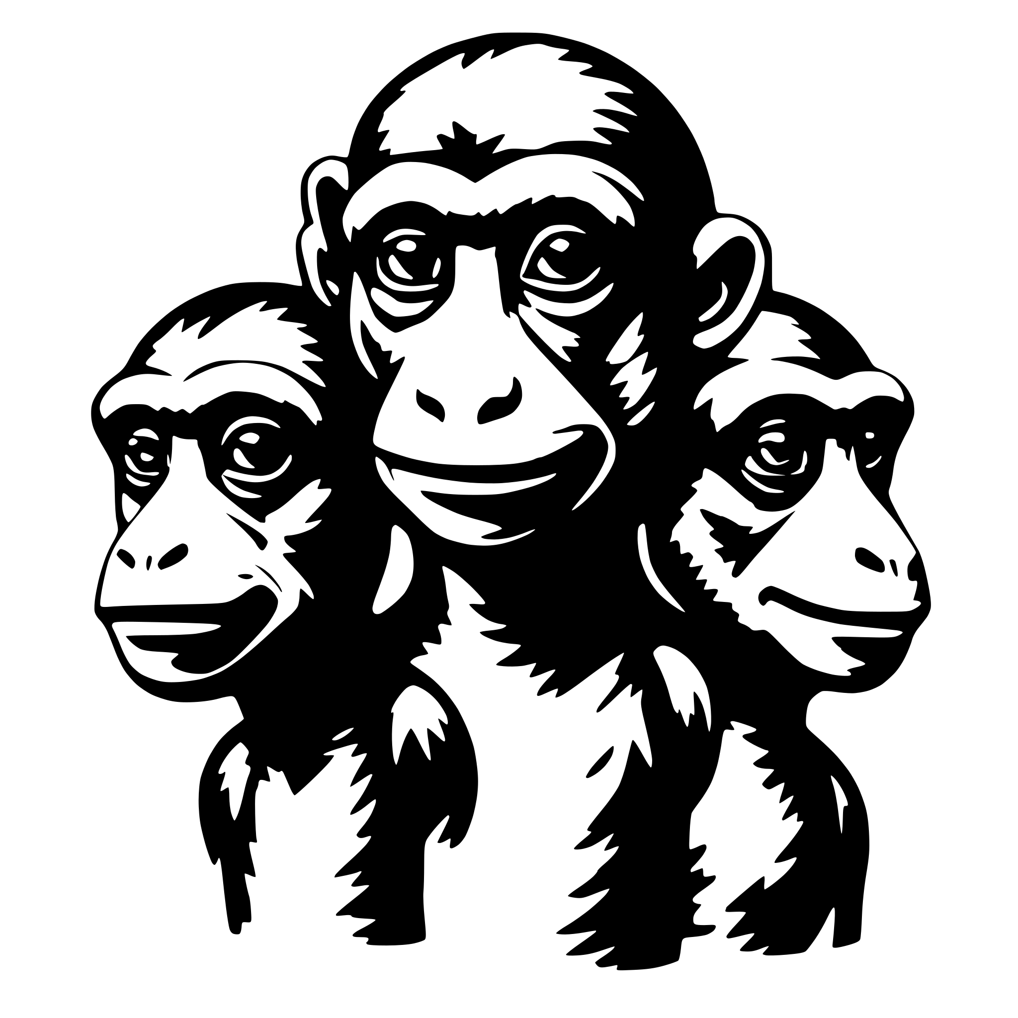AI-generated SVG of a Three headed monkey