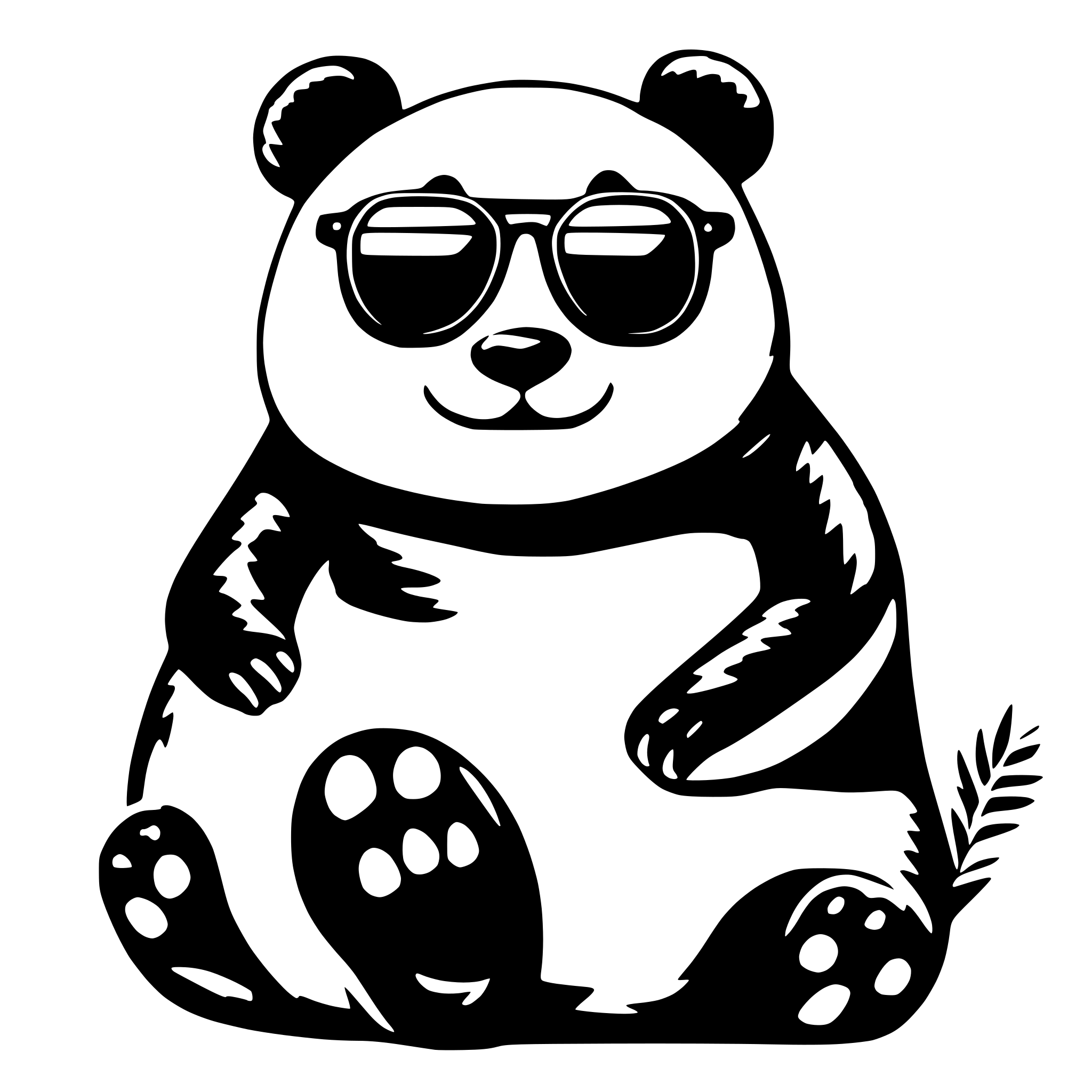 AI-generated SVG of a A chubby panda wearing sunglass and take sun bath