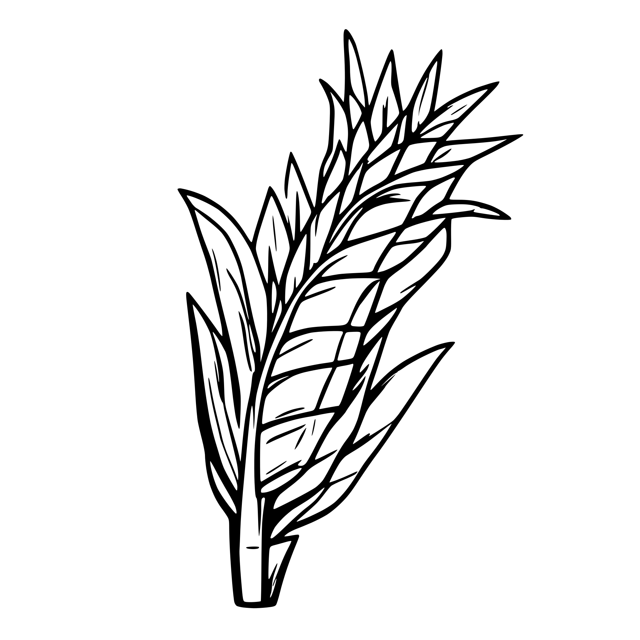 AI-generated SVG of a Single corn stalk with two cobbs.