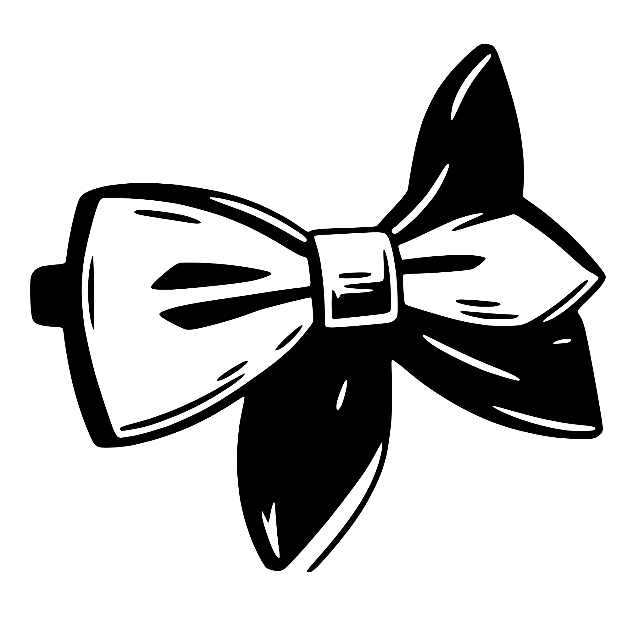 The SVG shows a stylized bow tie with a simple, cartoon-like design. The bow tie is black with a white center, and it is tied in a classic style with two loops and a tail. The bow tie is centered against a white background. There is no interaction between objects as the SVG is a single, static graphic. 