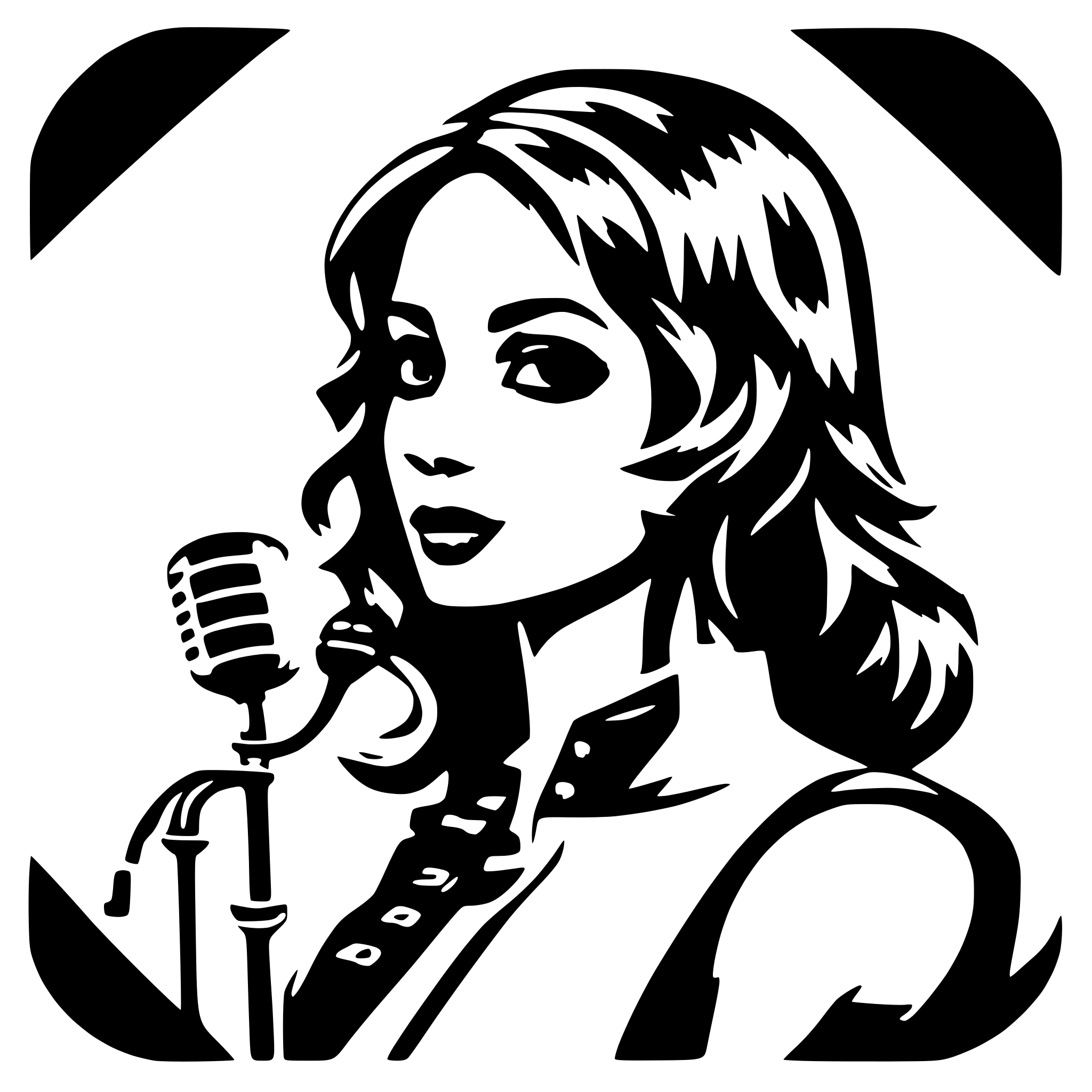 AI-generated SVG of 'A female singer with clefs'