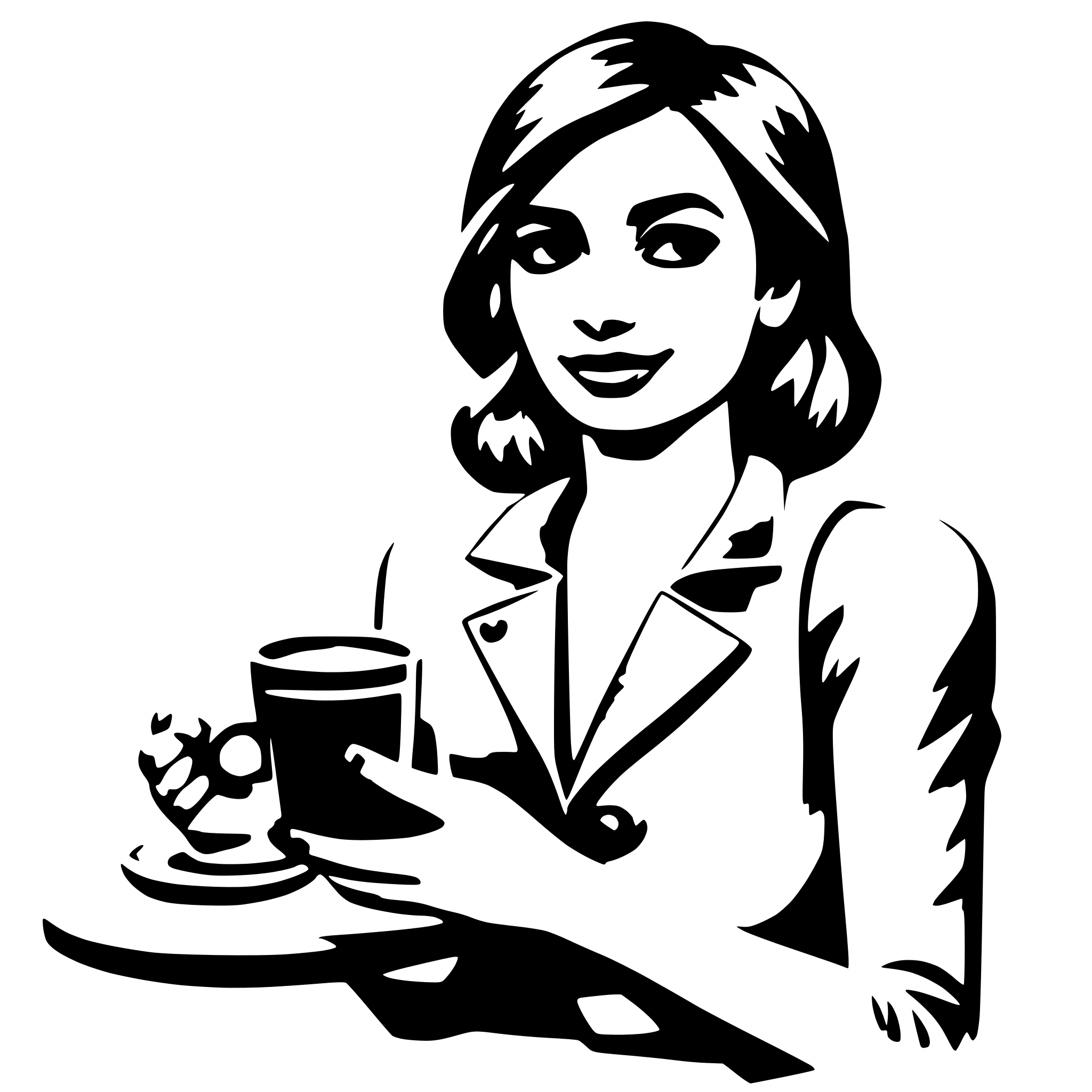 AI-generated SVG of 'Woman holding a coffee'