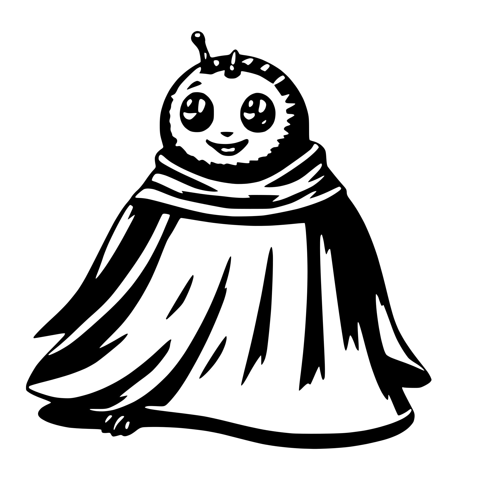 AI-generated SVG of 'caterpillar with cape'