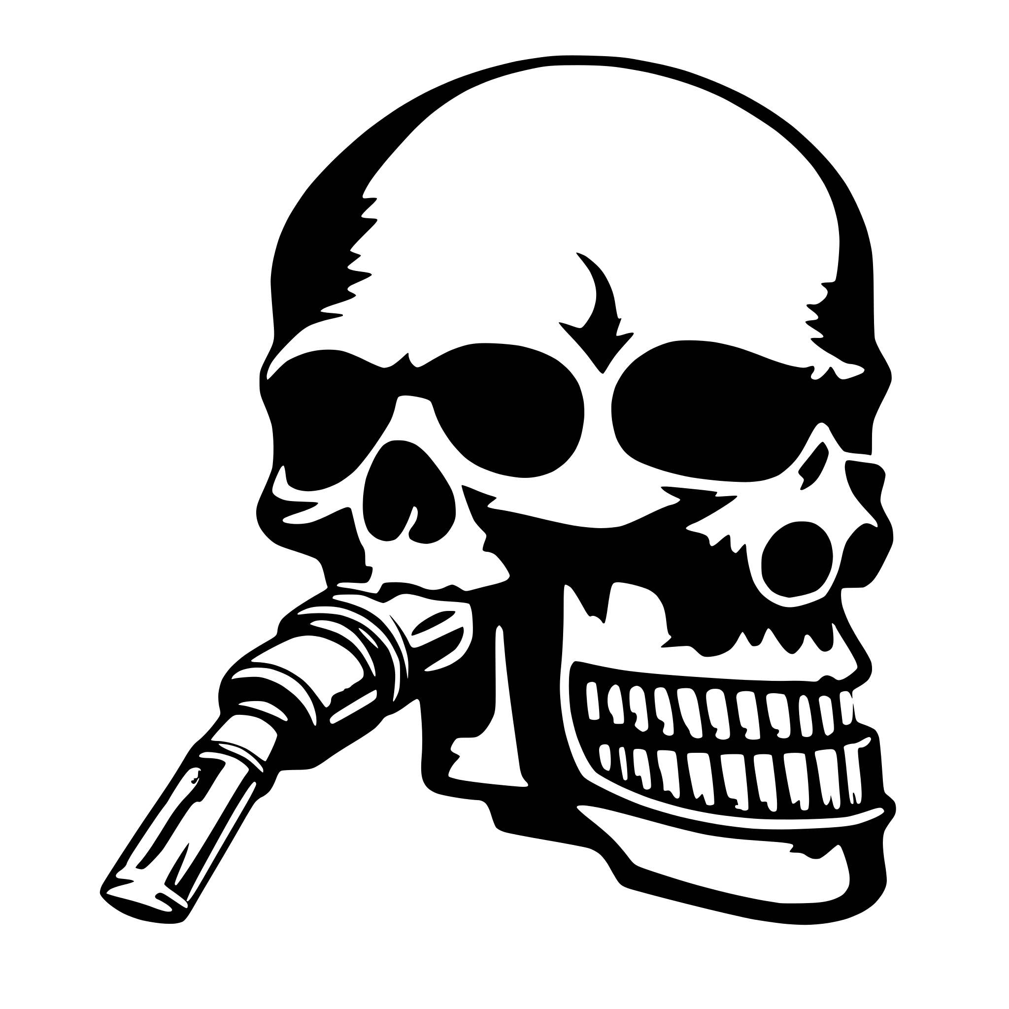 AI-generated SVG of 'skull biting welding torch'