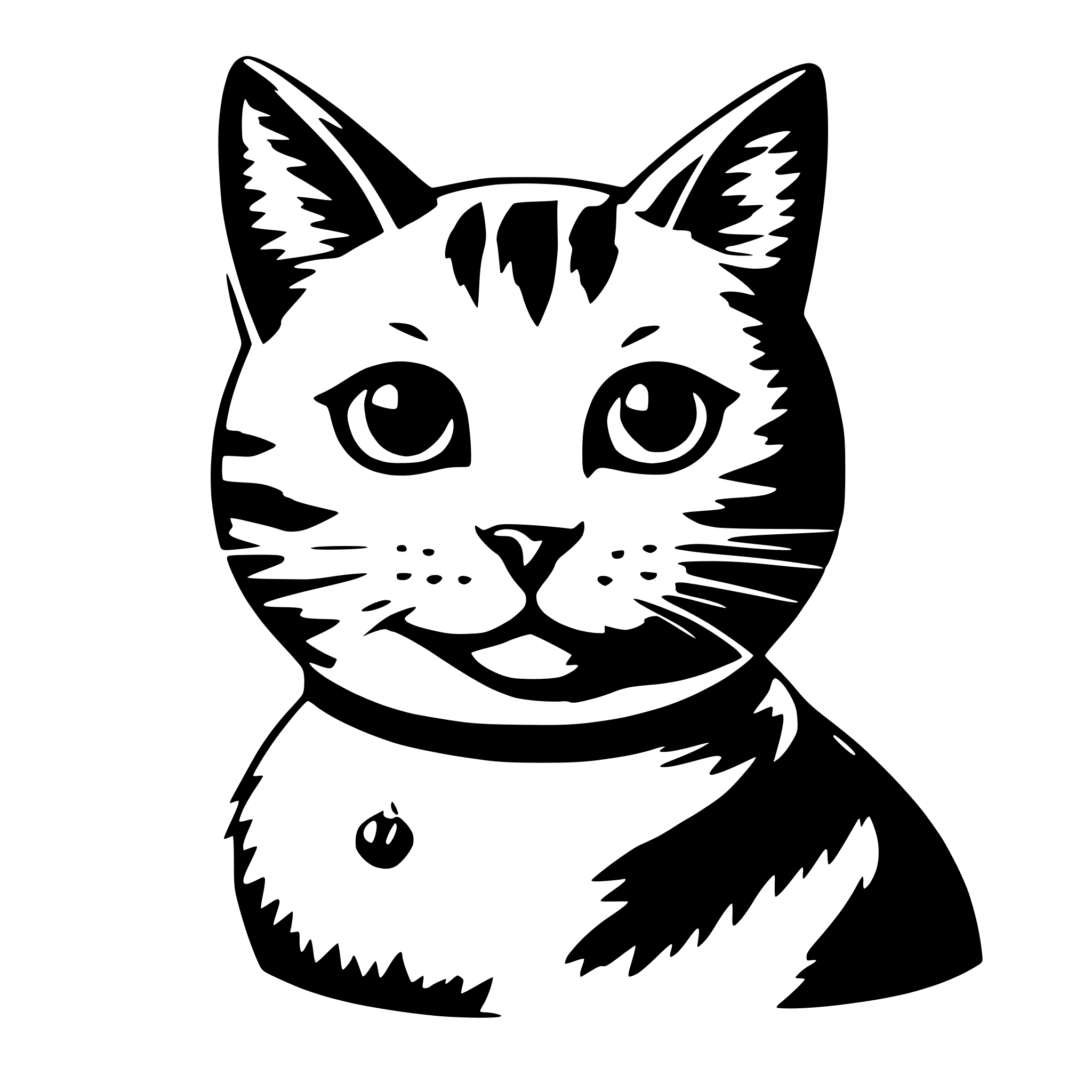 AI-generated SVG of a A cat with a round face and protruding ears