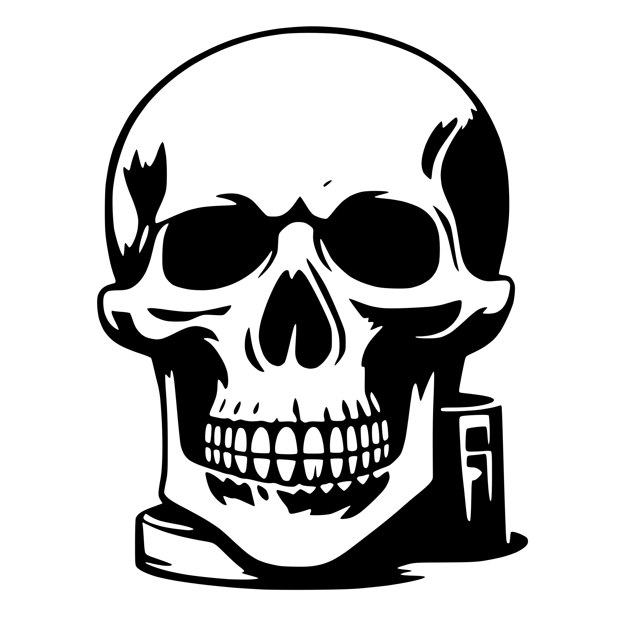 AI-generated SVG of 'a skull with cylinder'