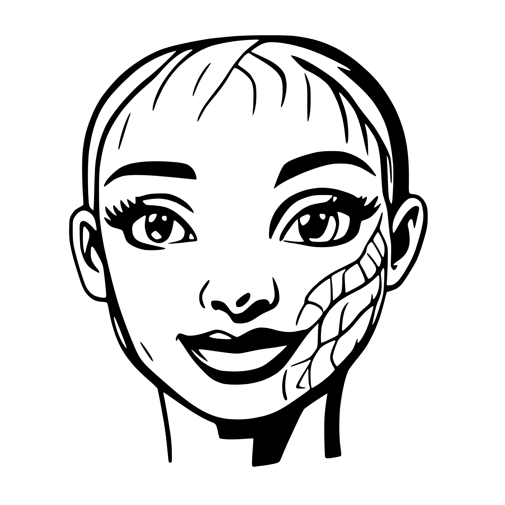 AI-generated SVG of a snake face frontal