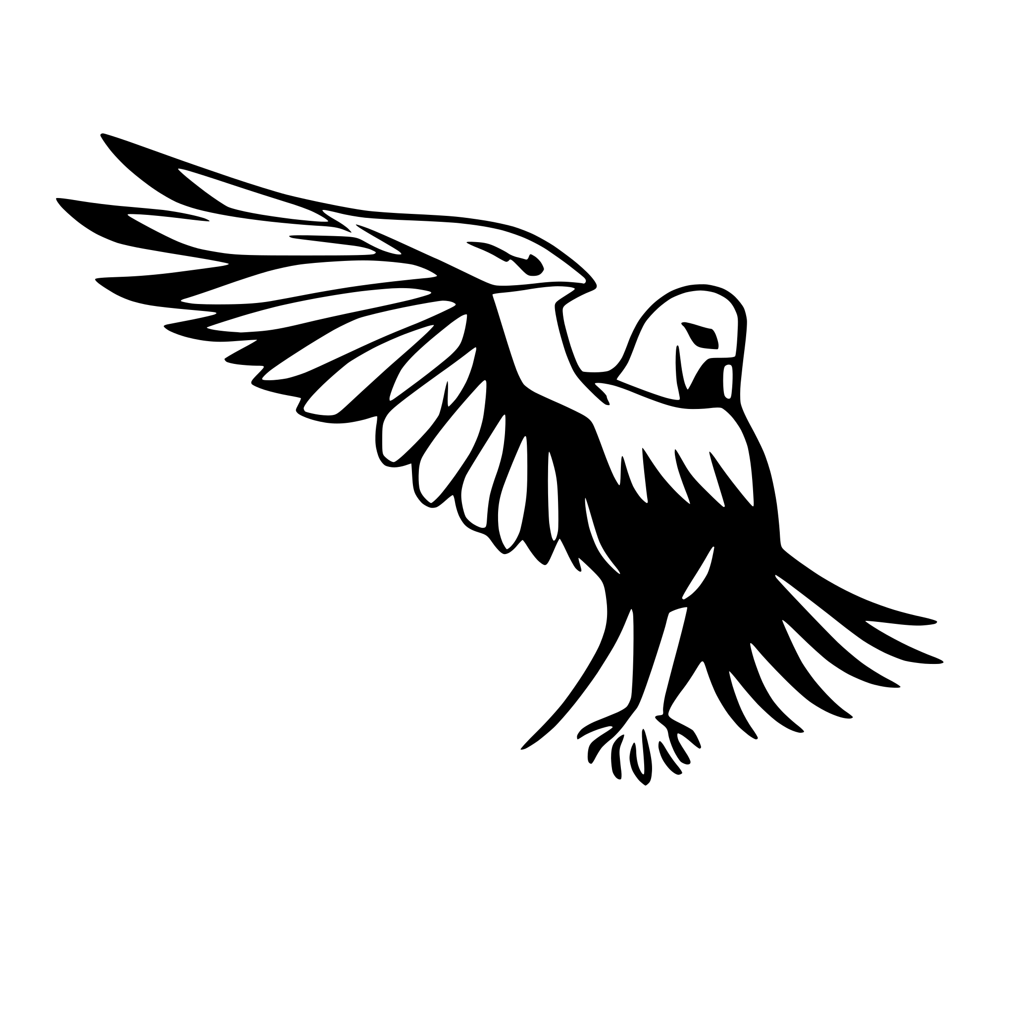 AI-generated SVG of 'raven with open wings'