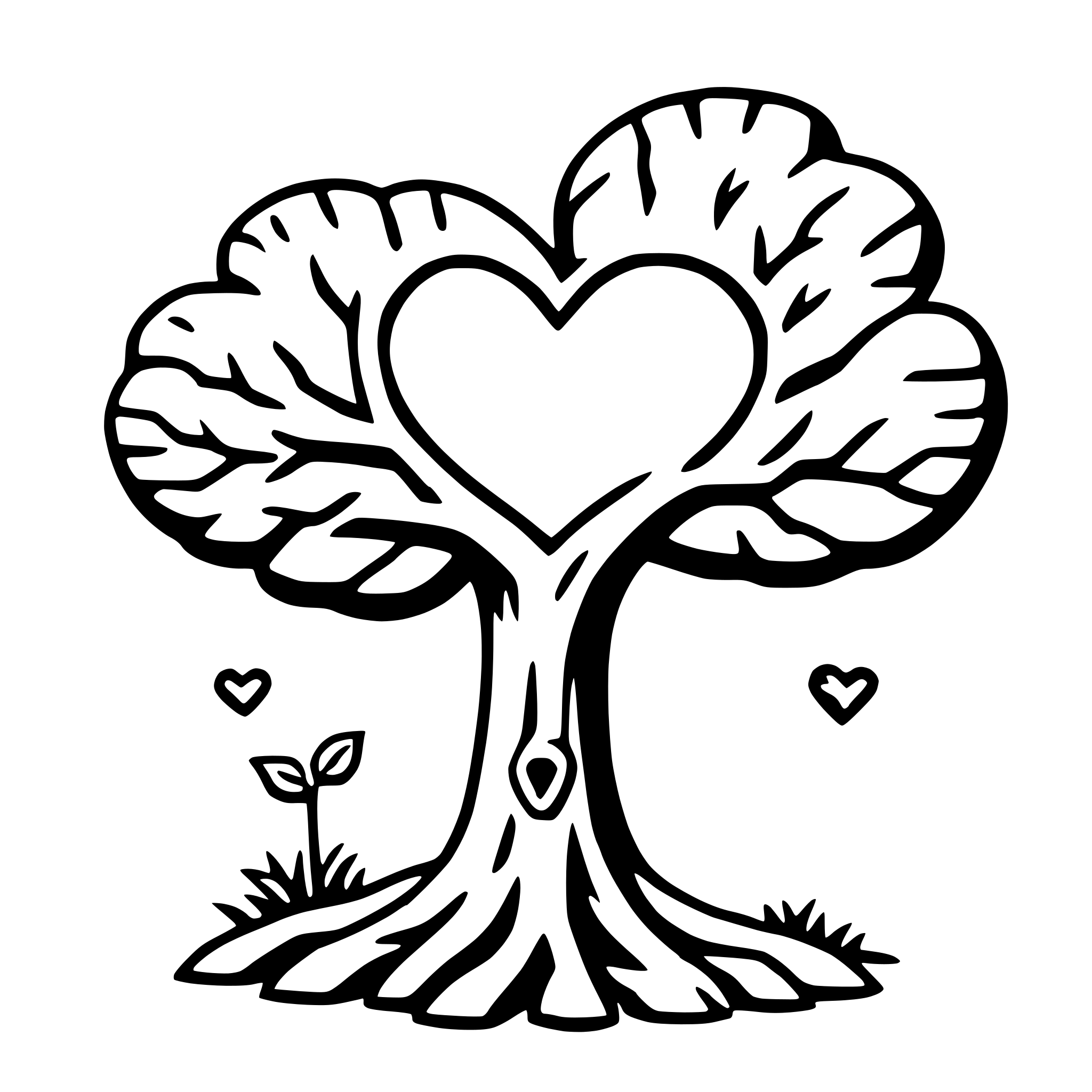 AI-generated SVG of a heart tree carving