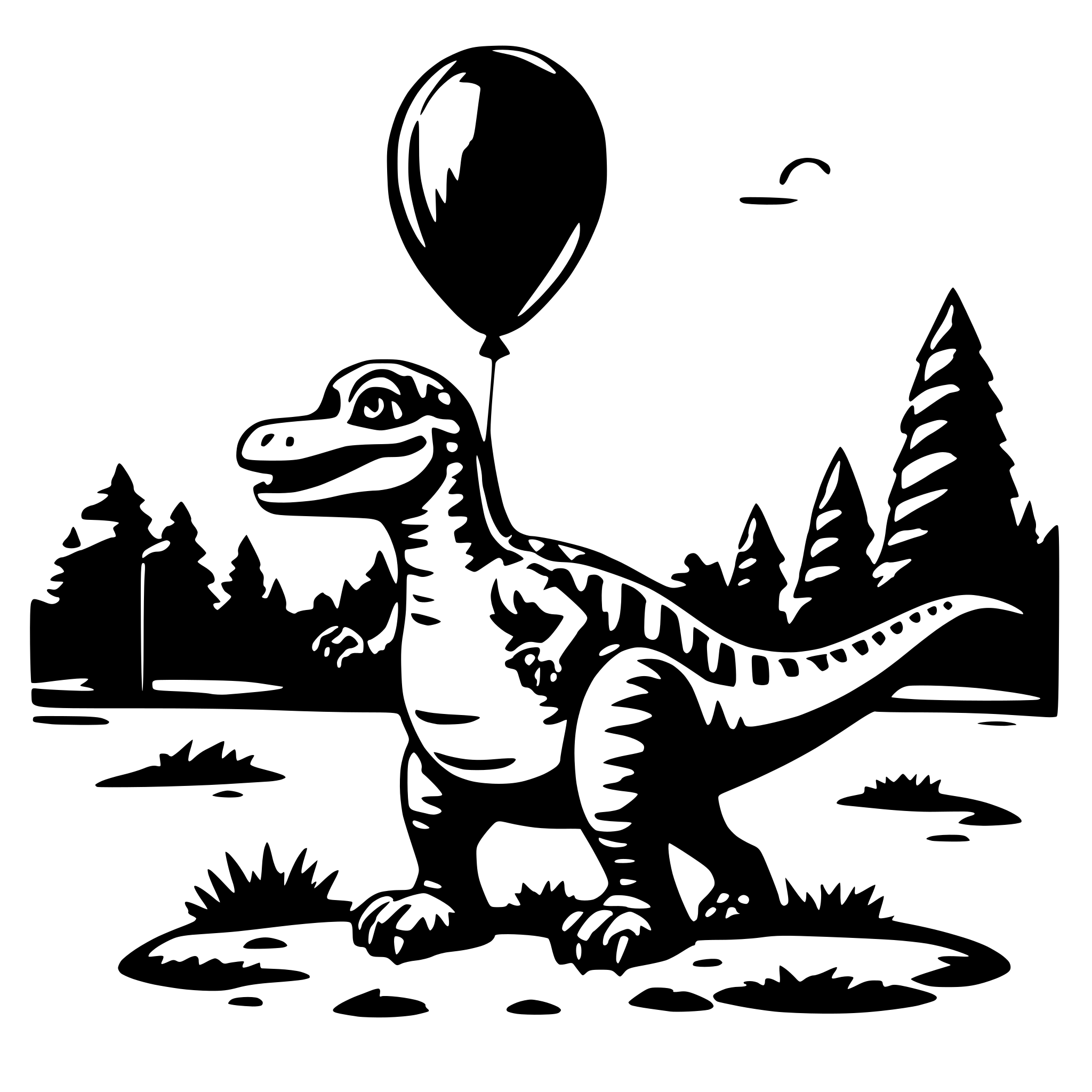 AI-generated SVG of 'dionosaur with a luftbaloon'