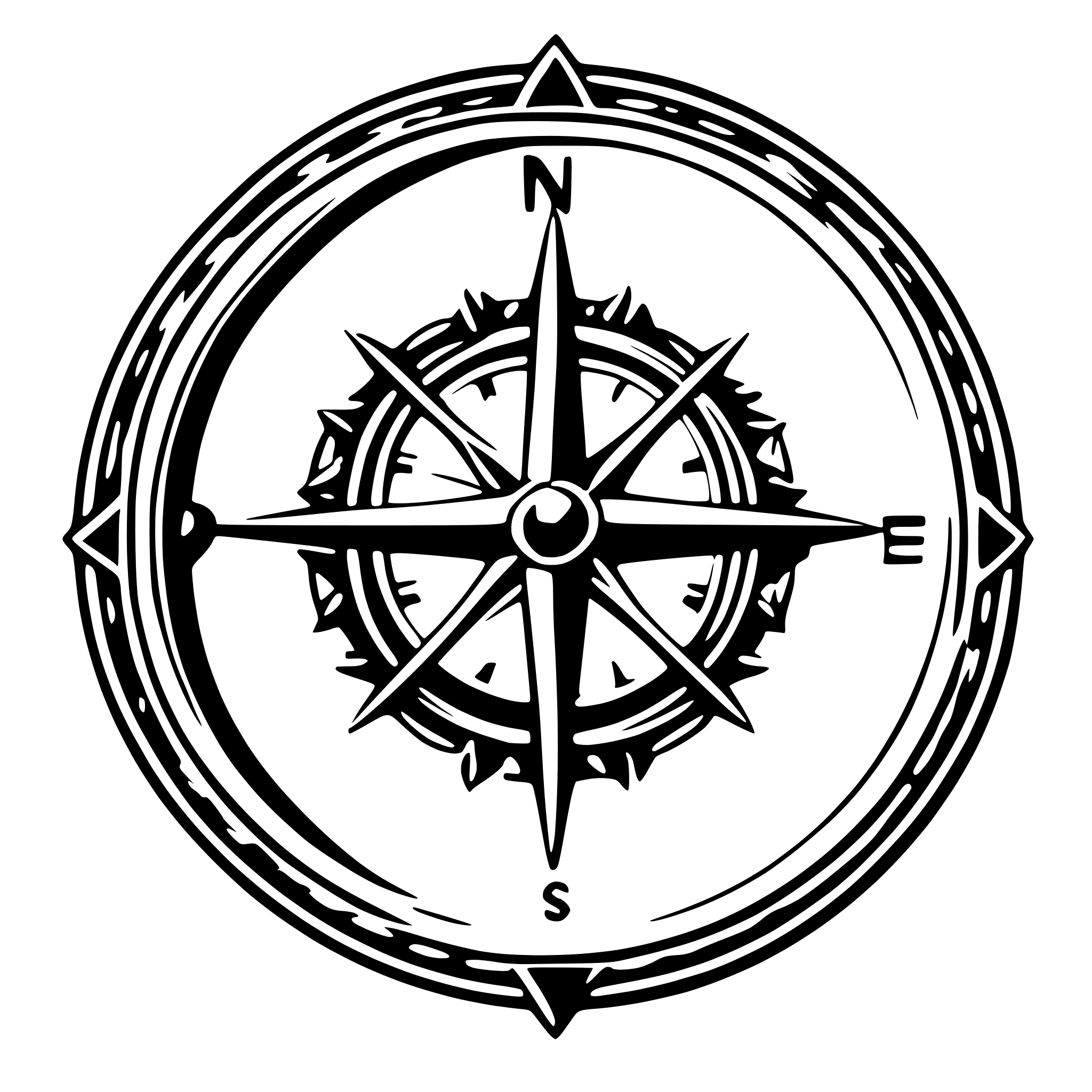 AI-generated SVG of 'art nouveau compass without letters'
