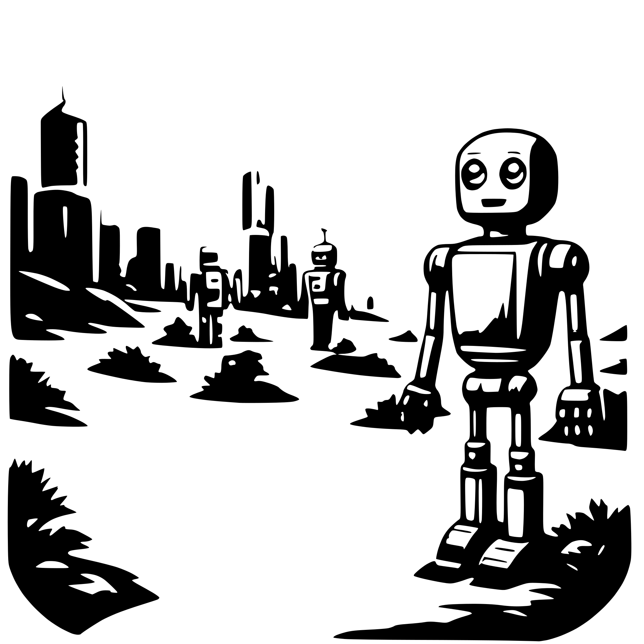 AI-generated SVG of a Futuristic Landscape with robots, kid's paradise