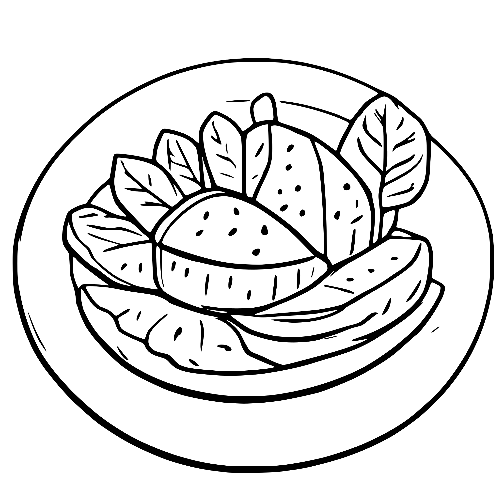 AI-generated SVG of a simple line art of food on a plate