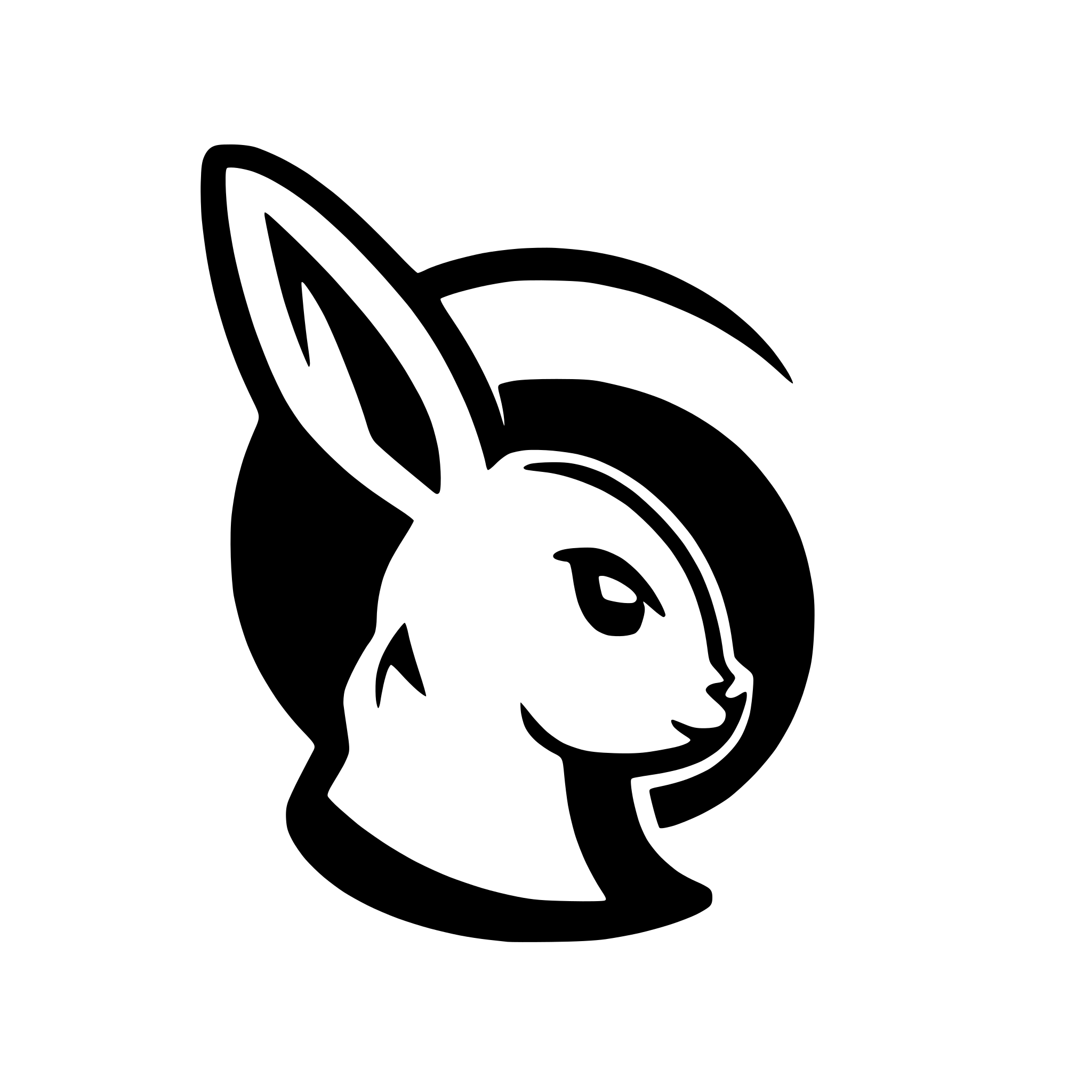 AI-generated SVG of a An abstract outline of the profile of a bunny