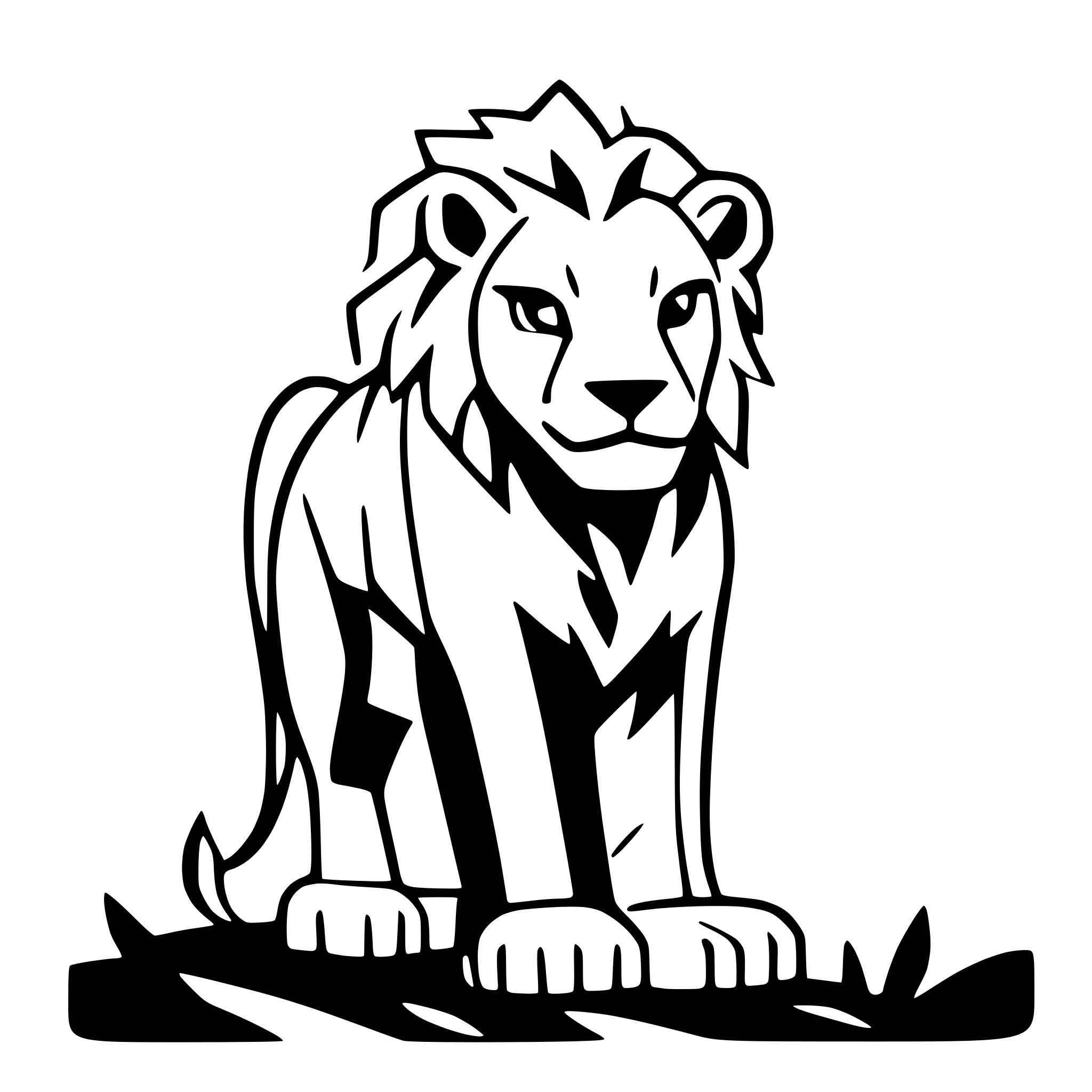AI-generated SVG of a lion in front of a storm serious