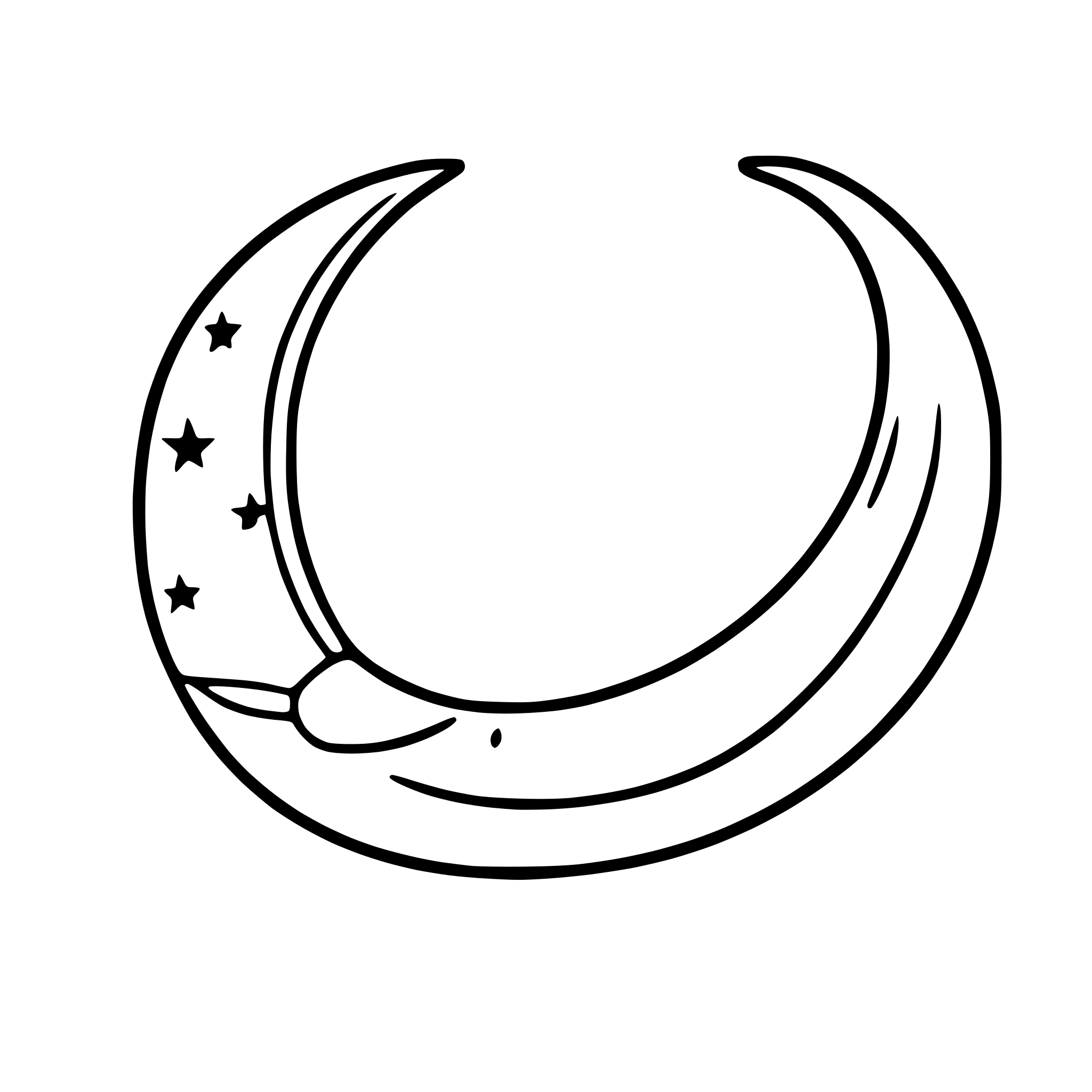 AI-generated SVG of a crescent moon with stars