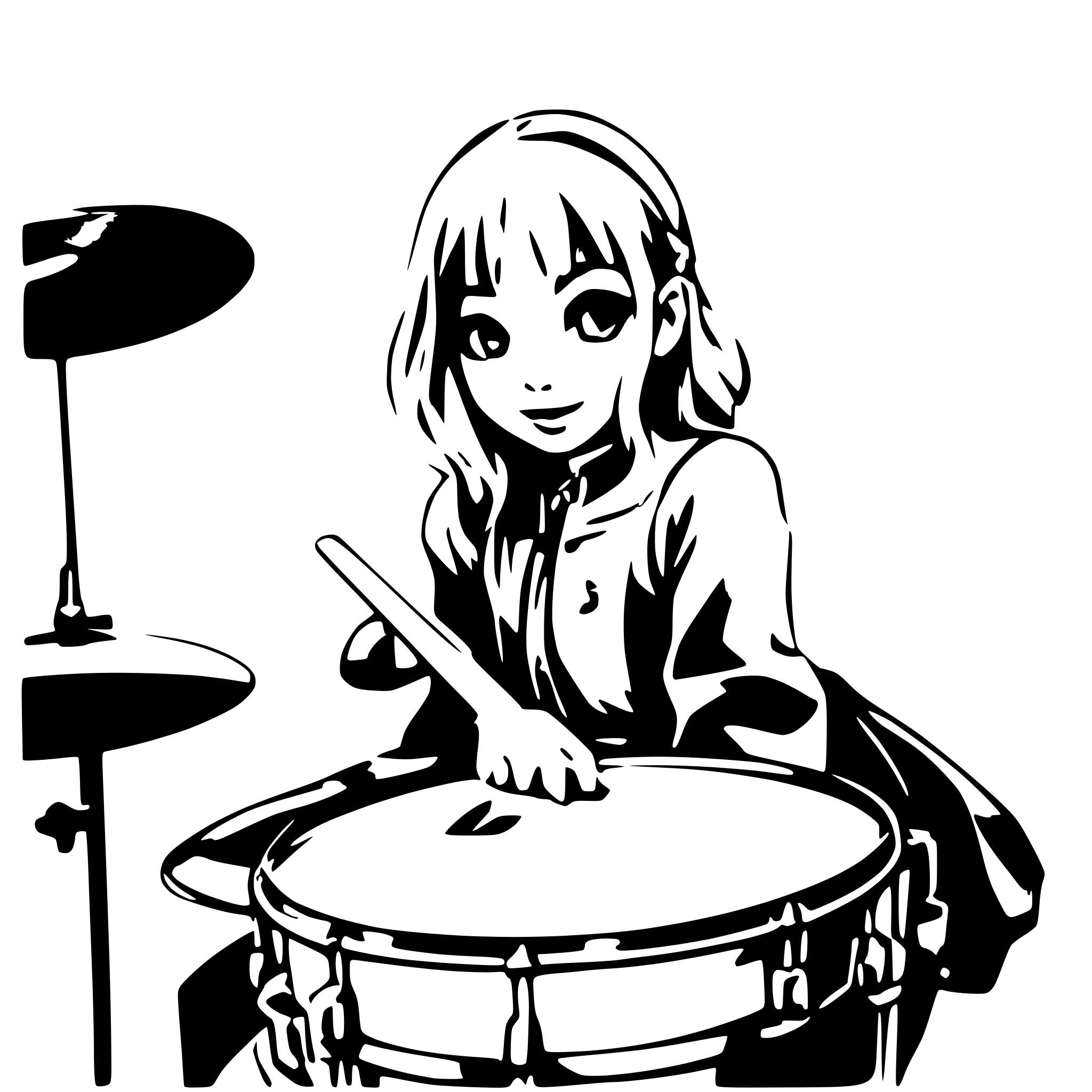 AI-generated SVG of a girl drummer