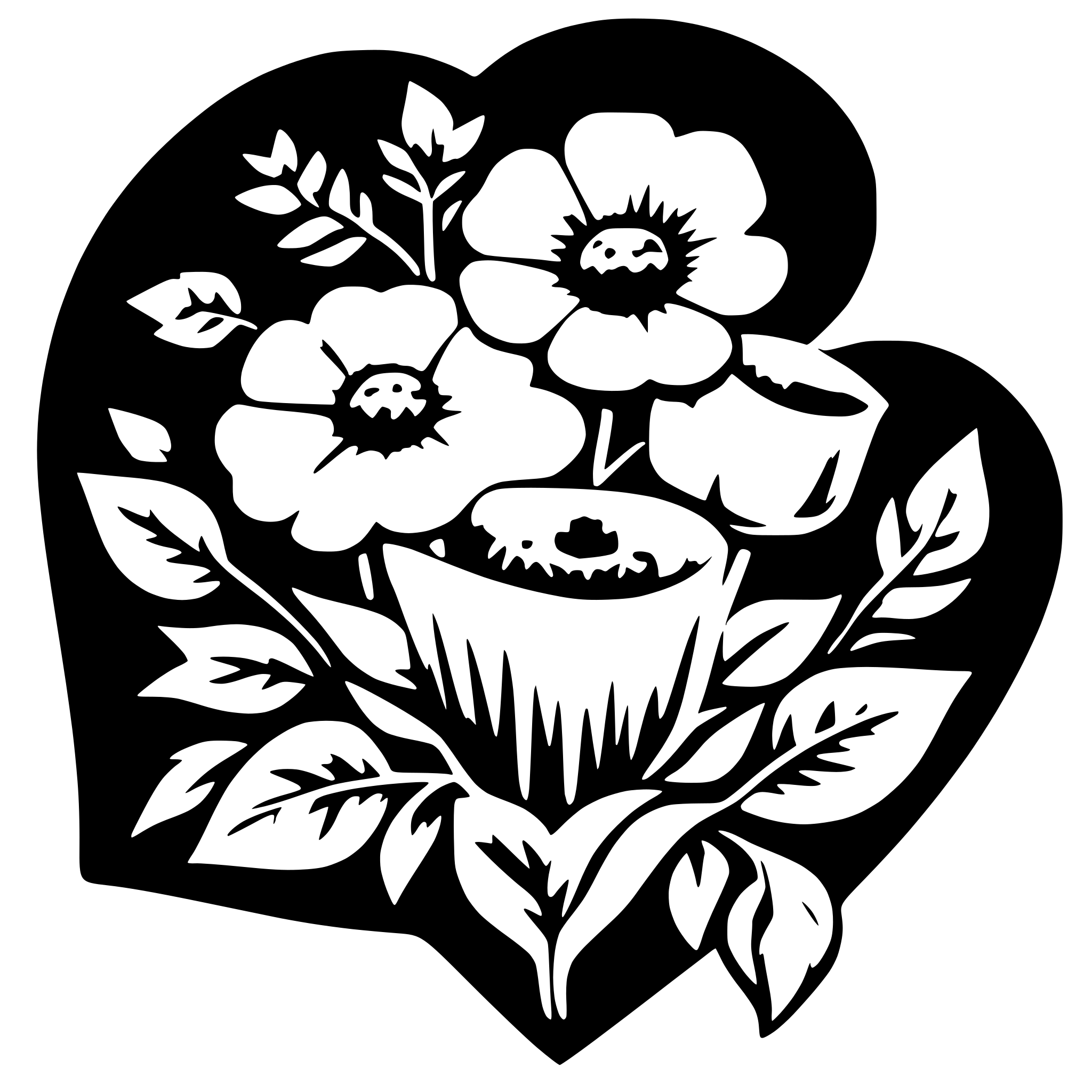 AI-generated SVG of a floral in heart shape