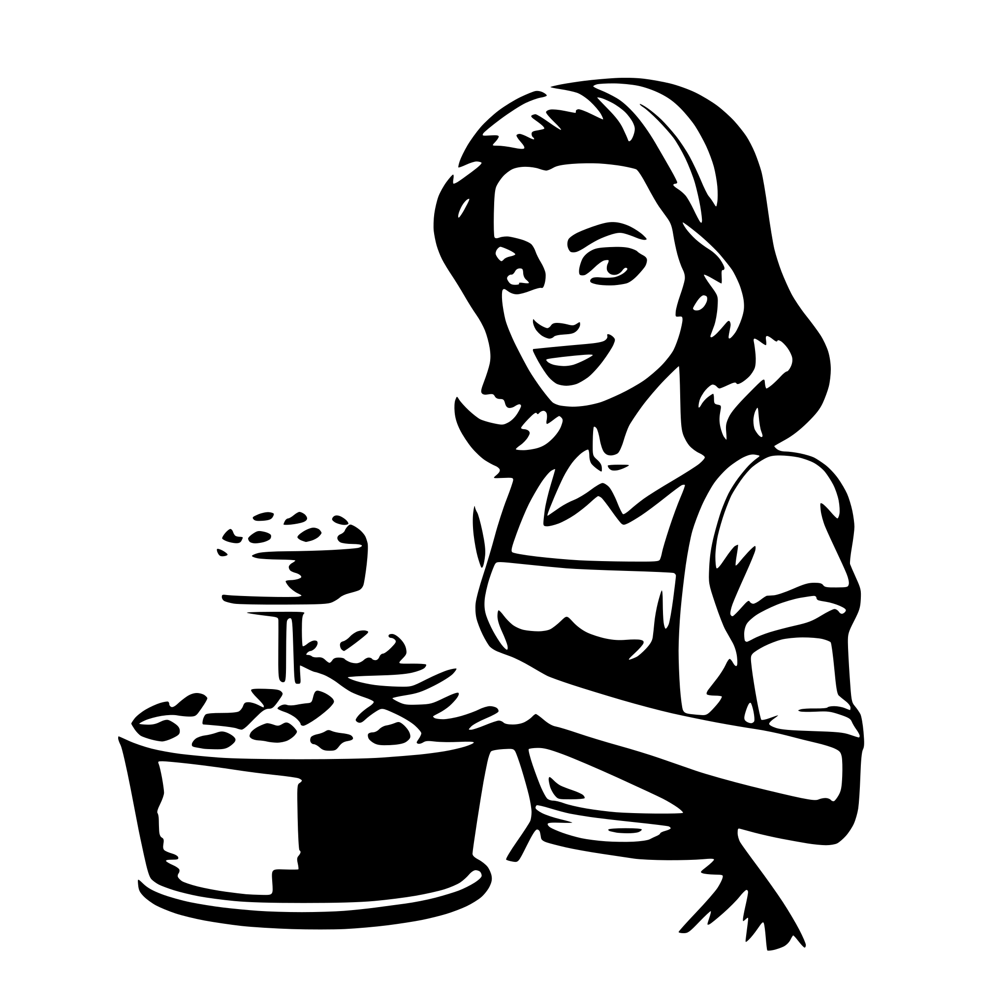 AI-generated SVG of a Retro woman baking