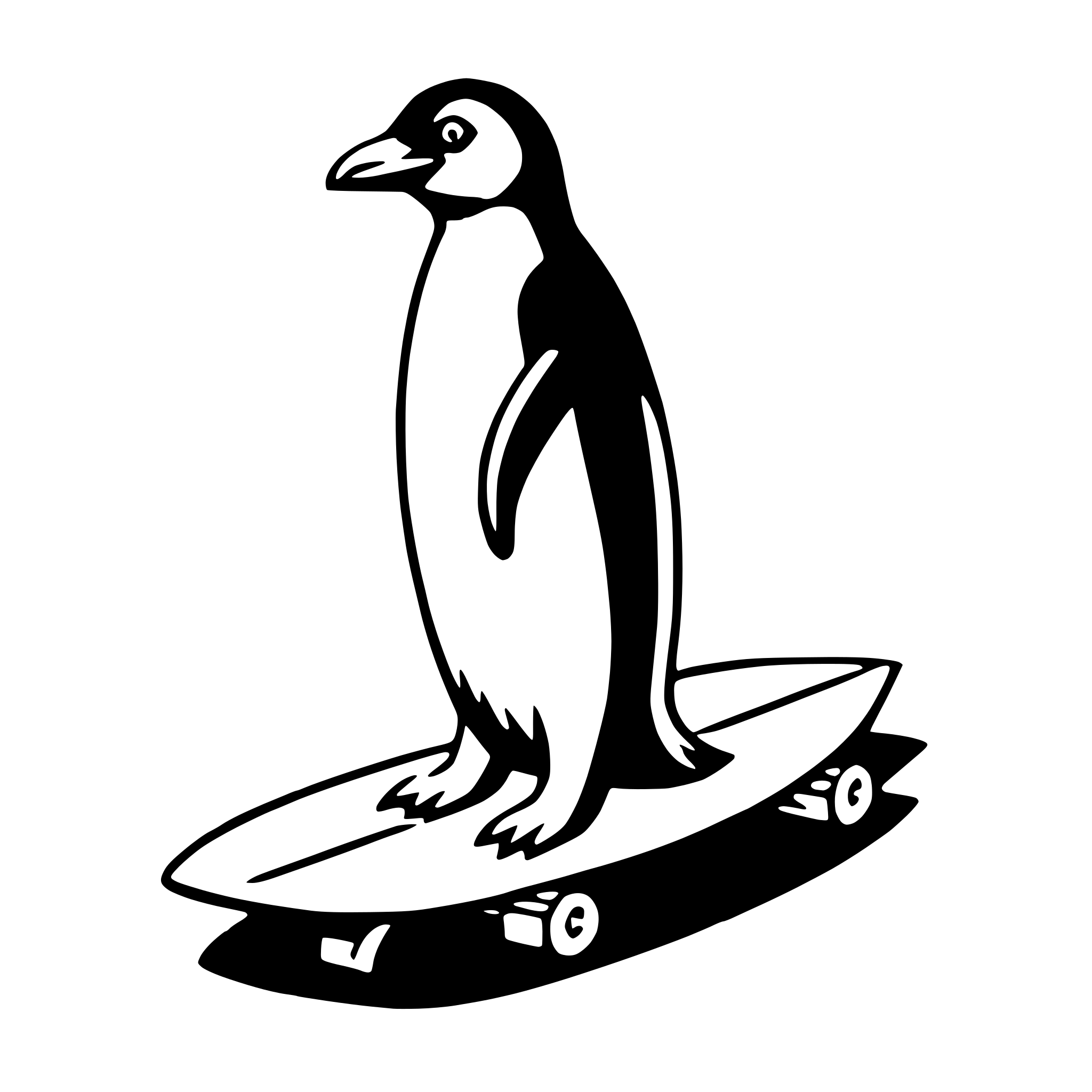 AI-generated SVG of a penguin on surfboard