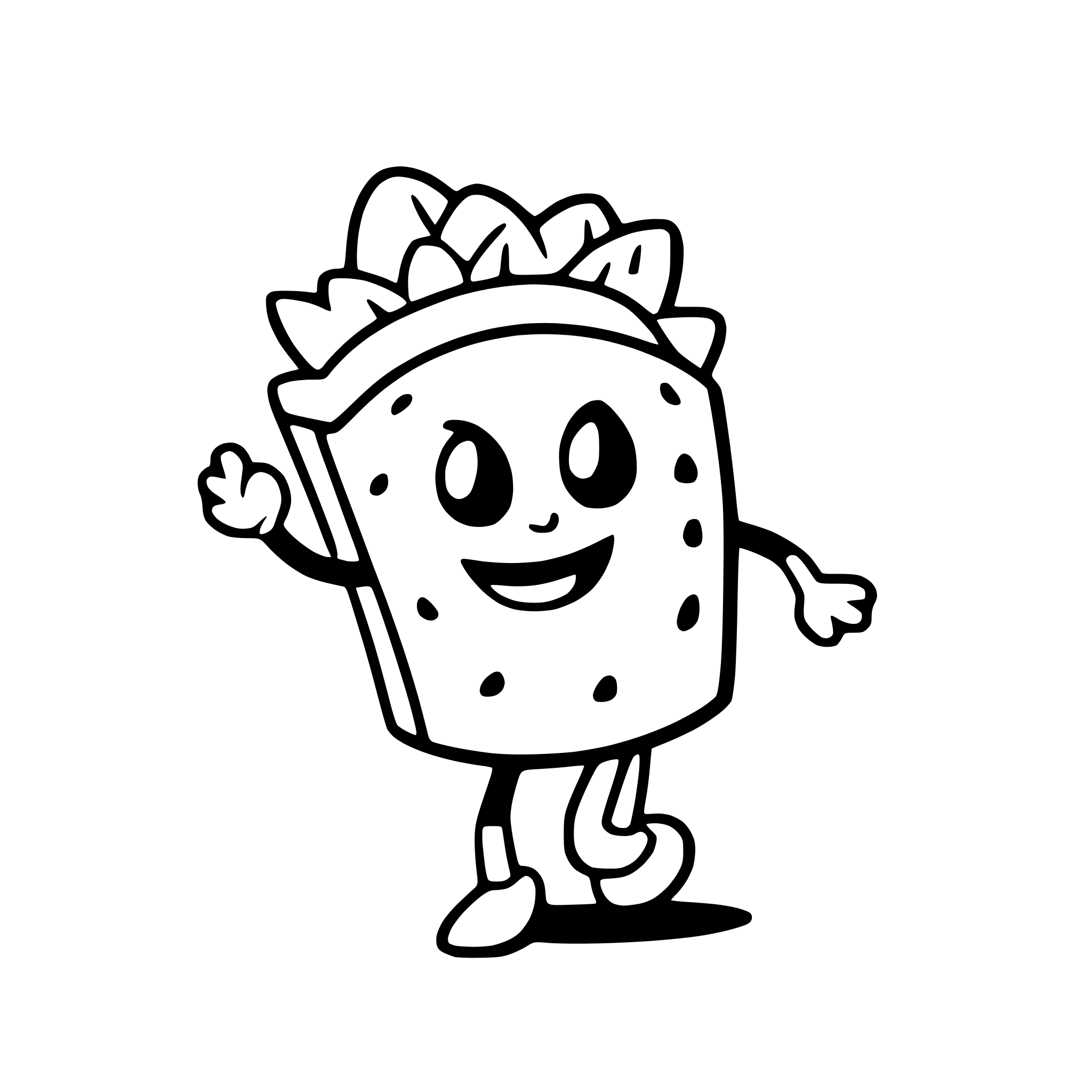 AI-generated SVG of a a dancing taco with maracas
