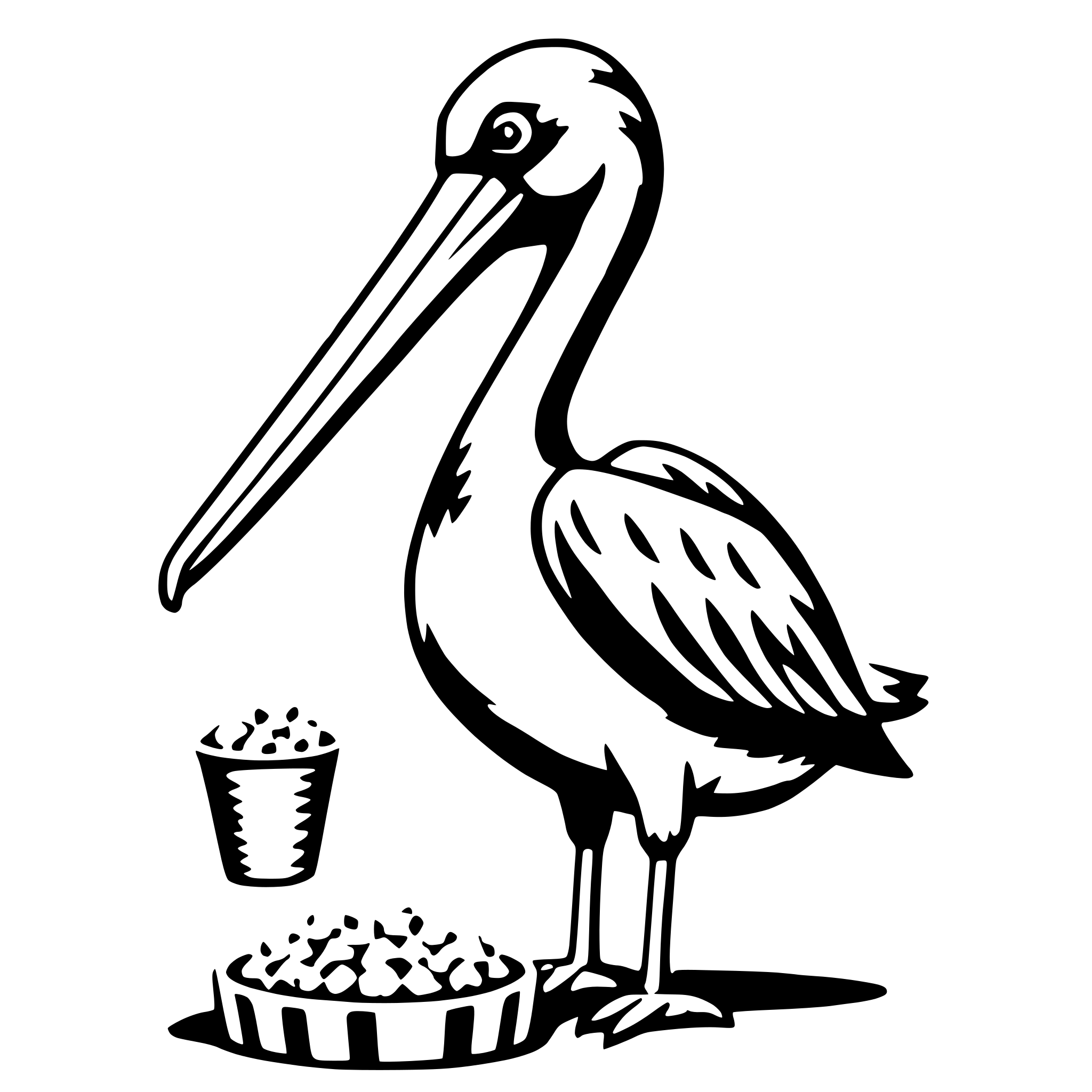 AI-generated SVG of a pelican with popcorn