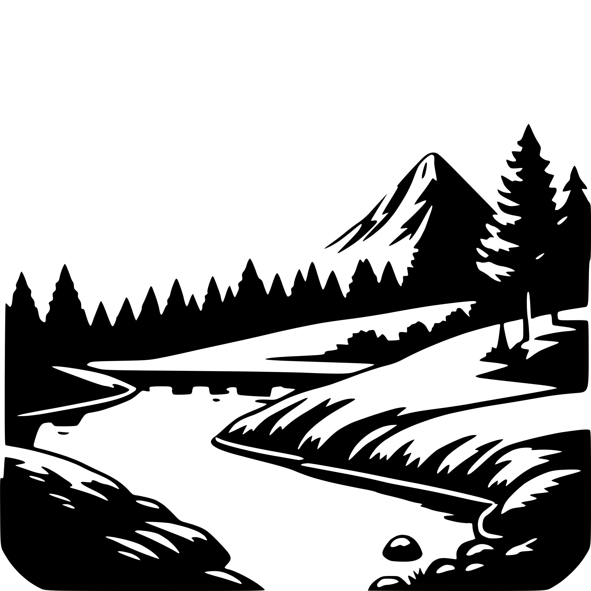 AI-generated SVG of a mountain and river