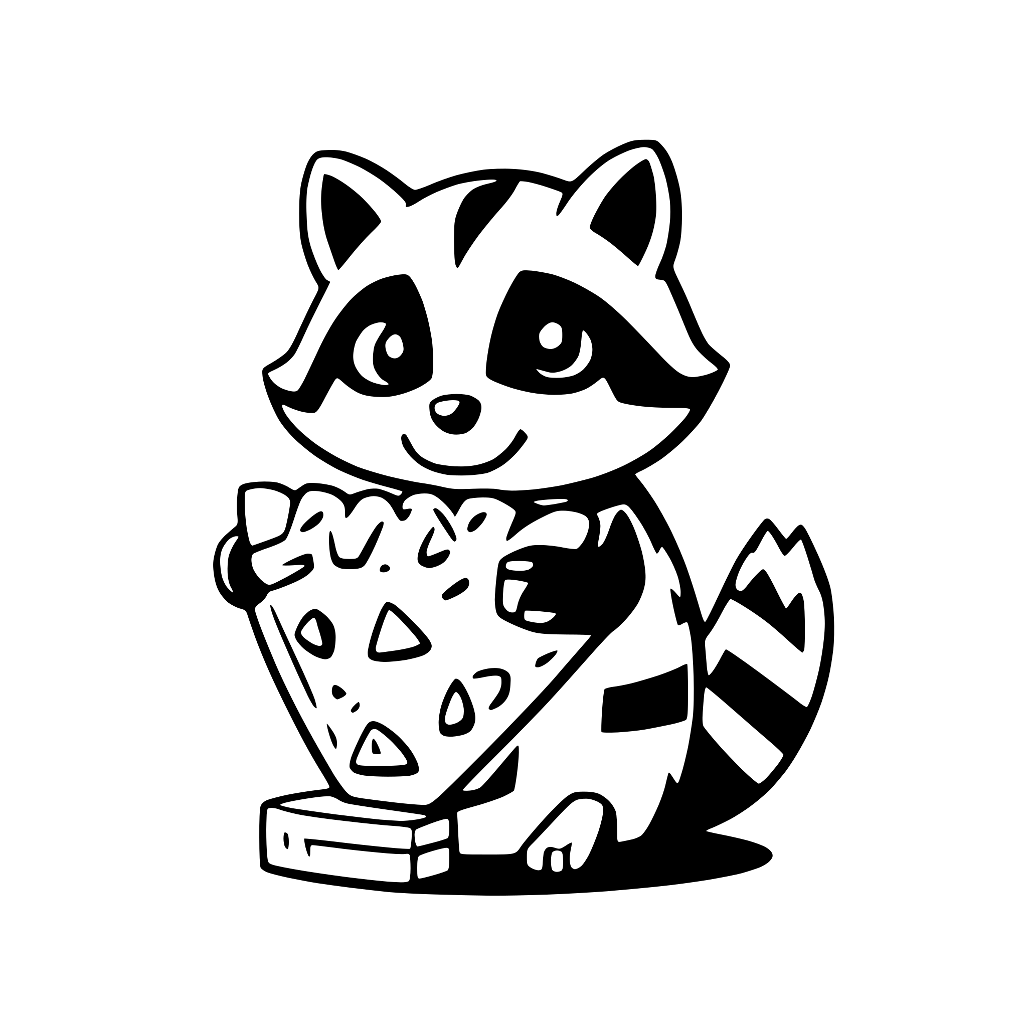 AI-generated SVG of a a raccoon eating a slice of pizza