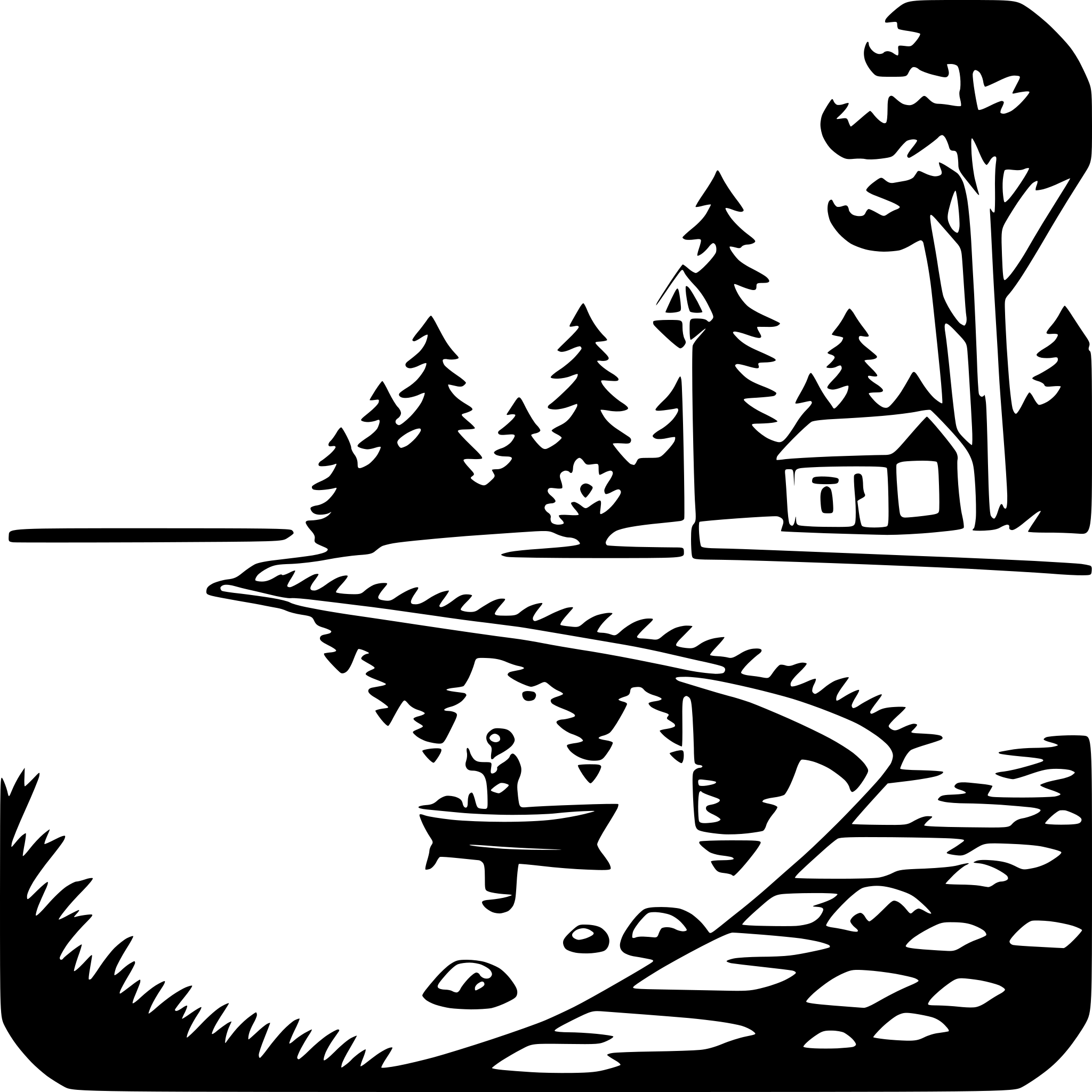 AI-generated SVG of 'river fishing camp'