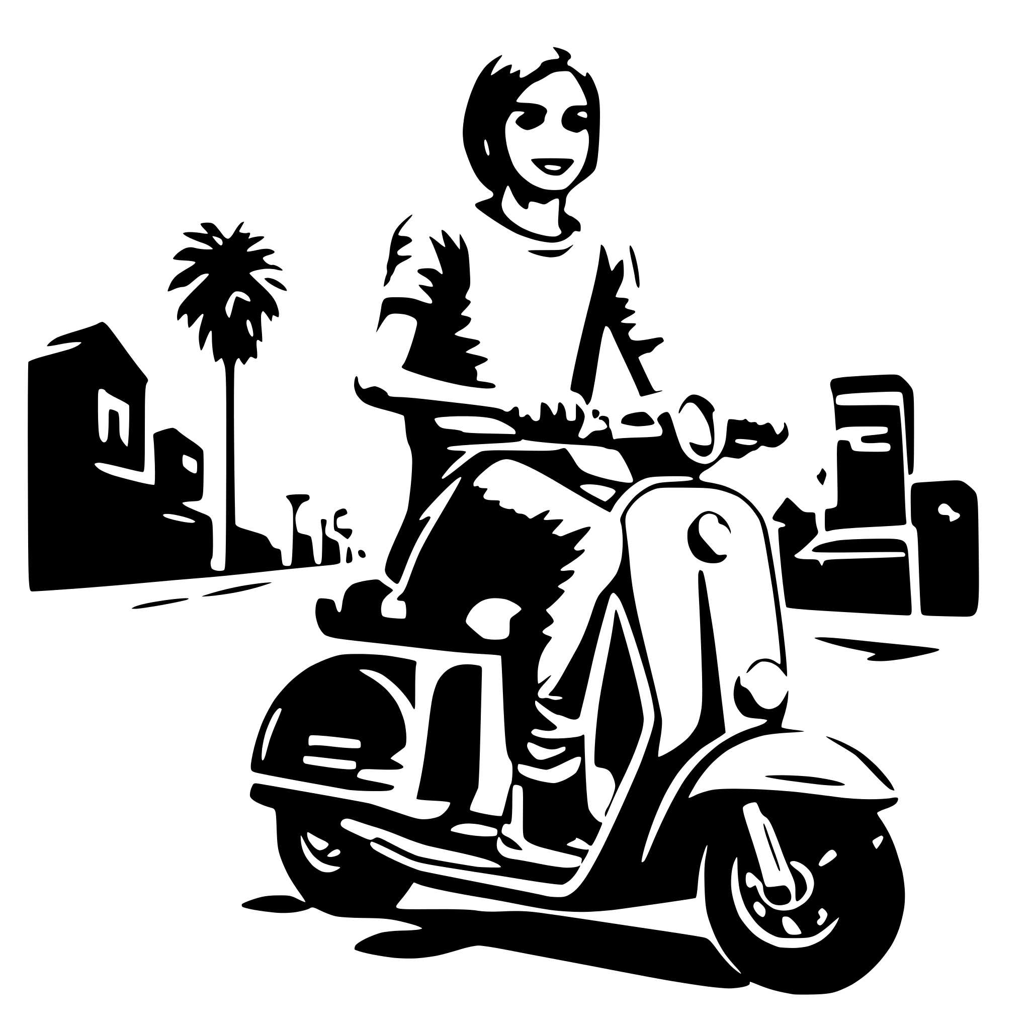 AI-generated SVG of a junge mit scooter strich