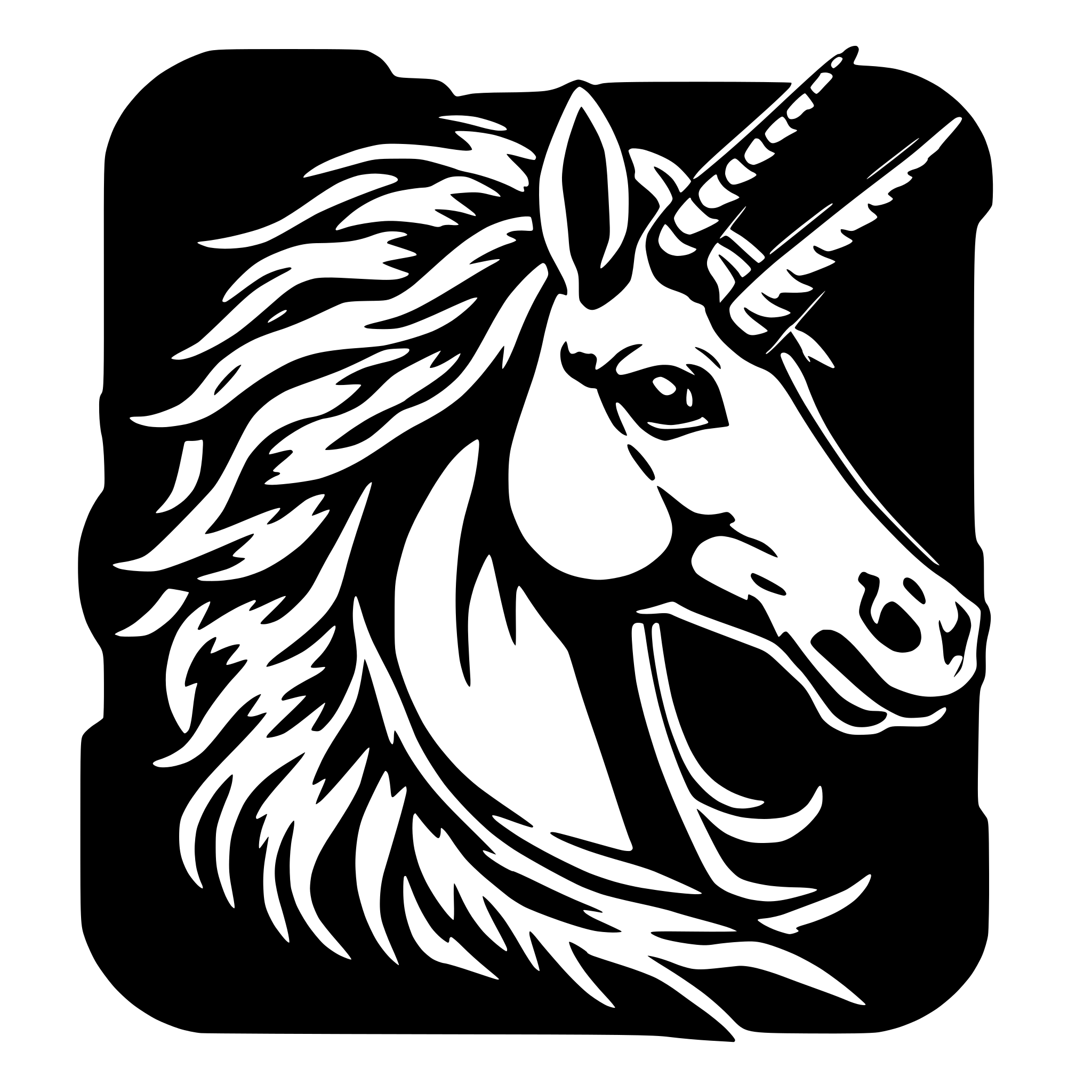 AI-generated SVG of a insane unicorn