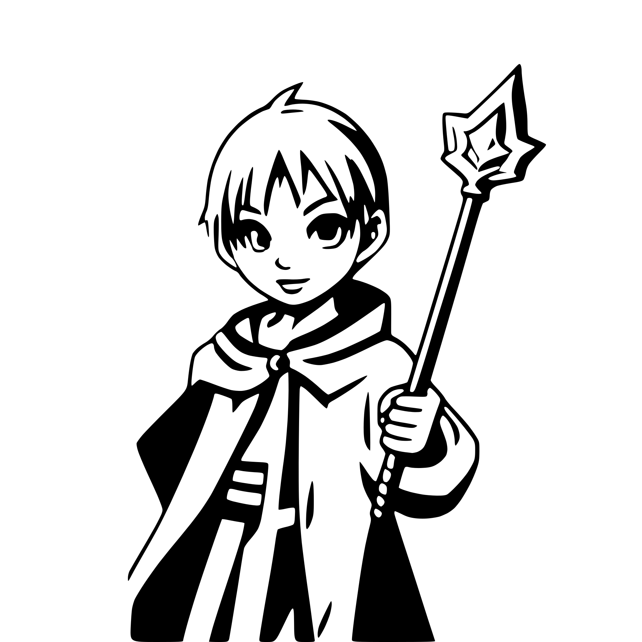 AI-generated SVG of 'boy with magical staff'