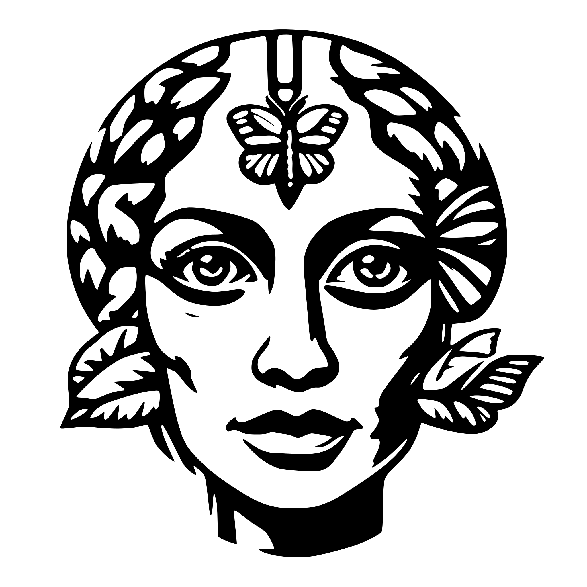 AI-generated SVG of a brain butterflies