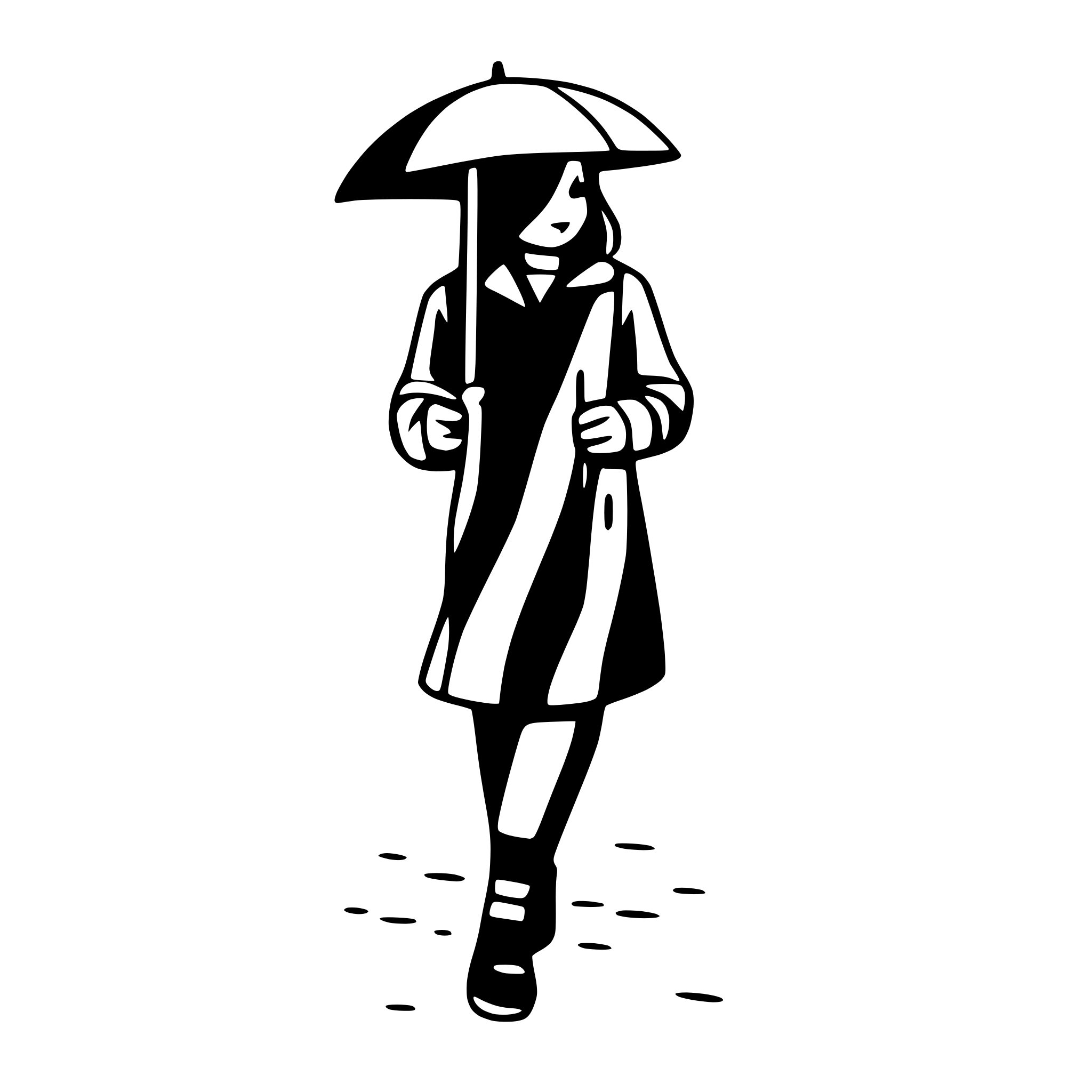 AI-generated SVG of a person walking in rain