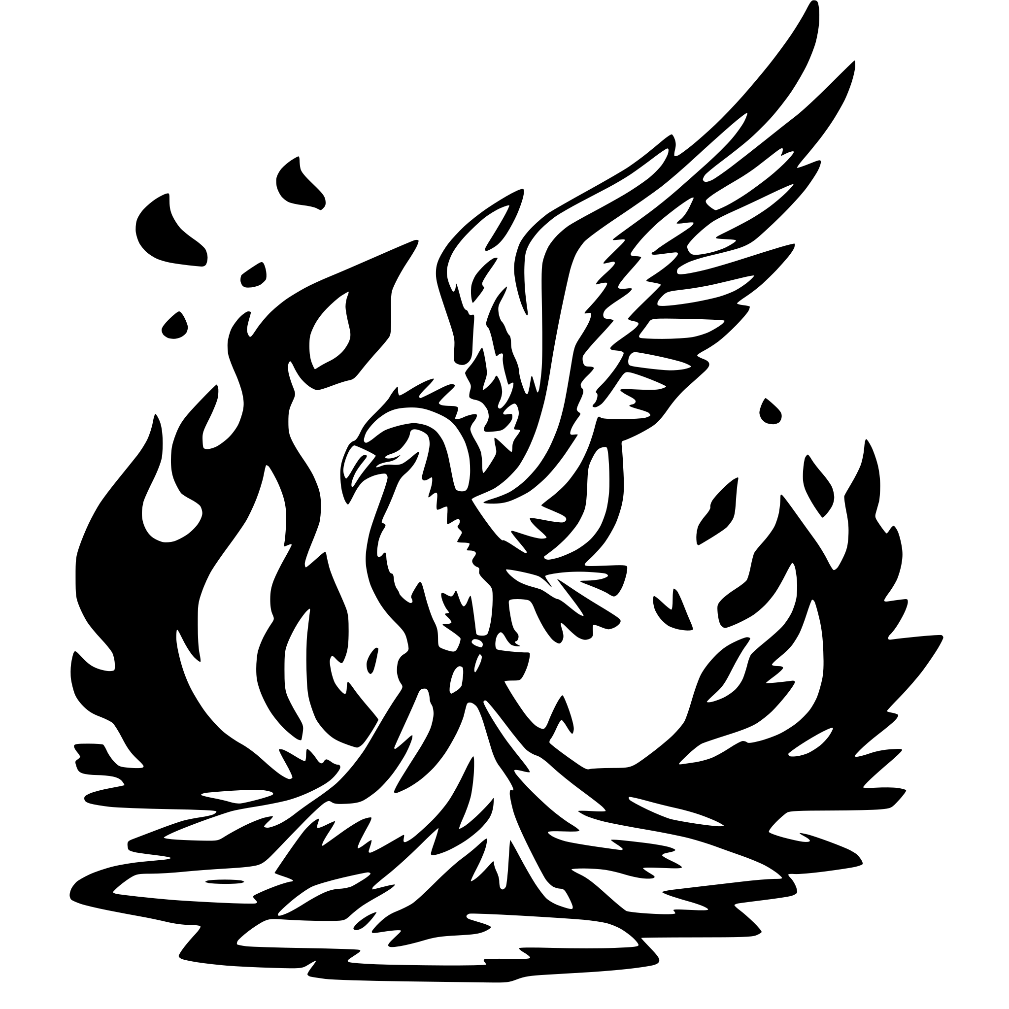 AI-generated SVG of a fenix com fogo