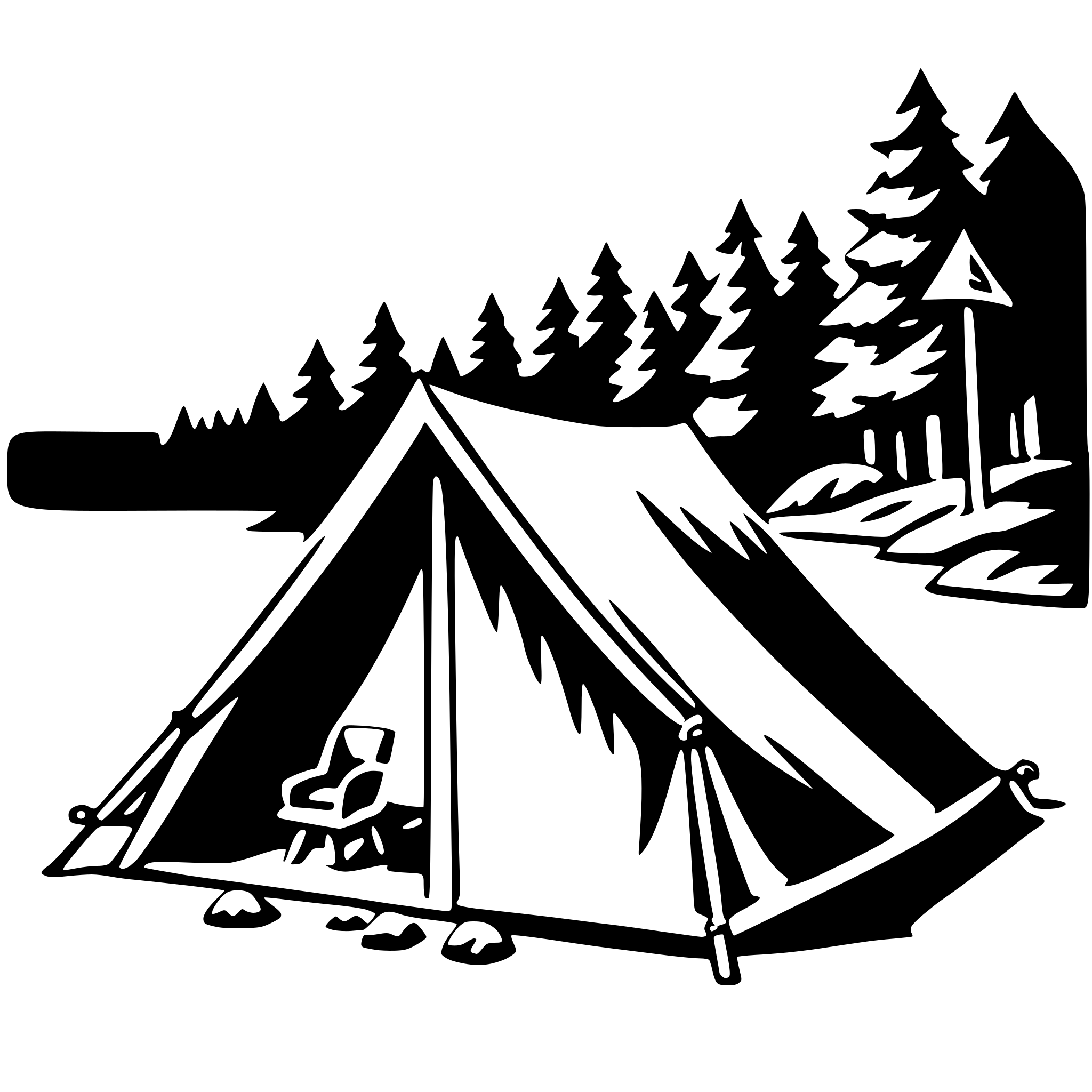 AI-generated SVG of a cliffside tent camping