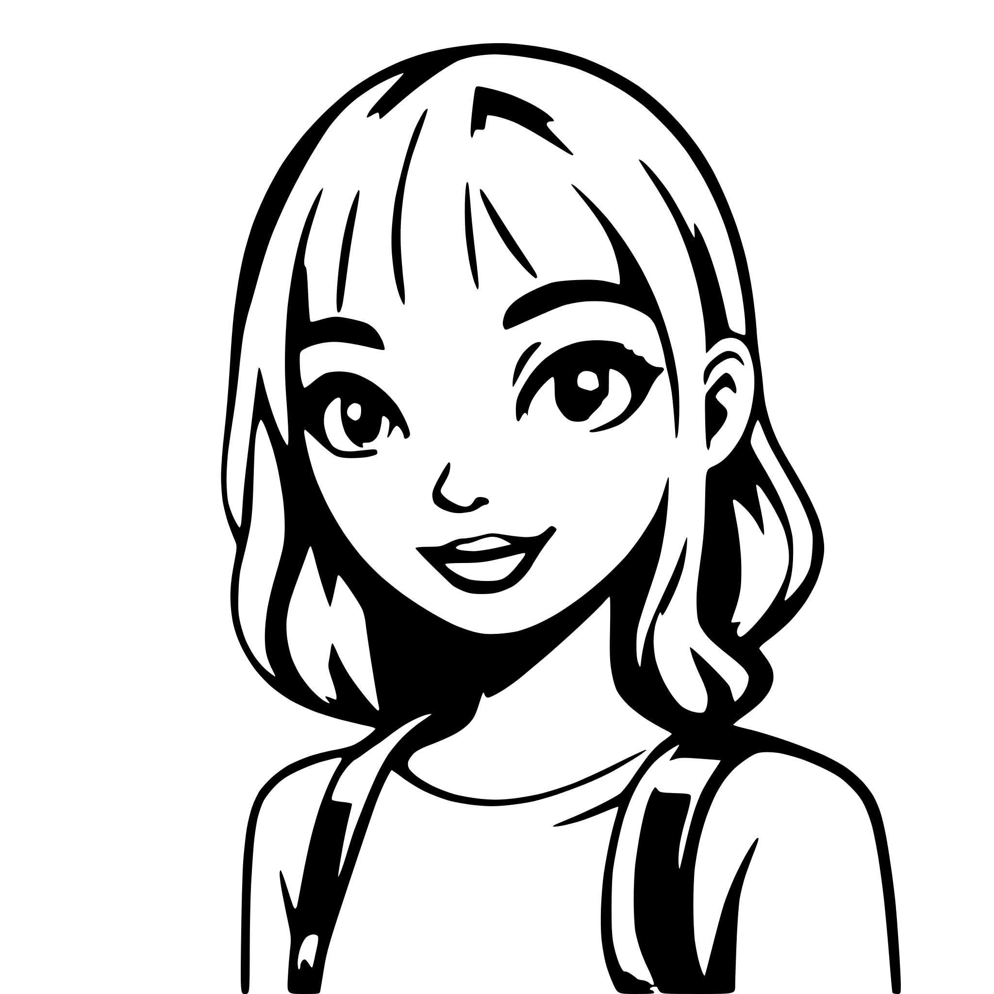 AI-generated SVG of a simple 2d girl cartoonish