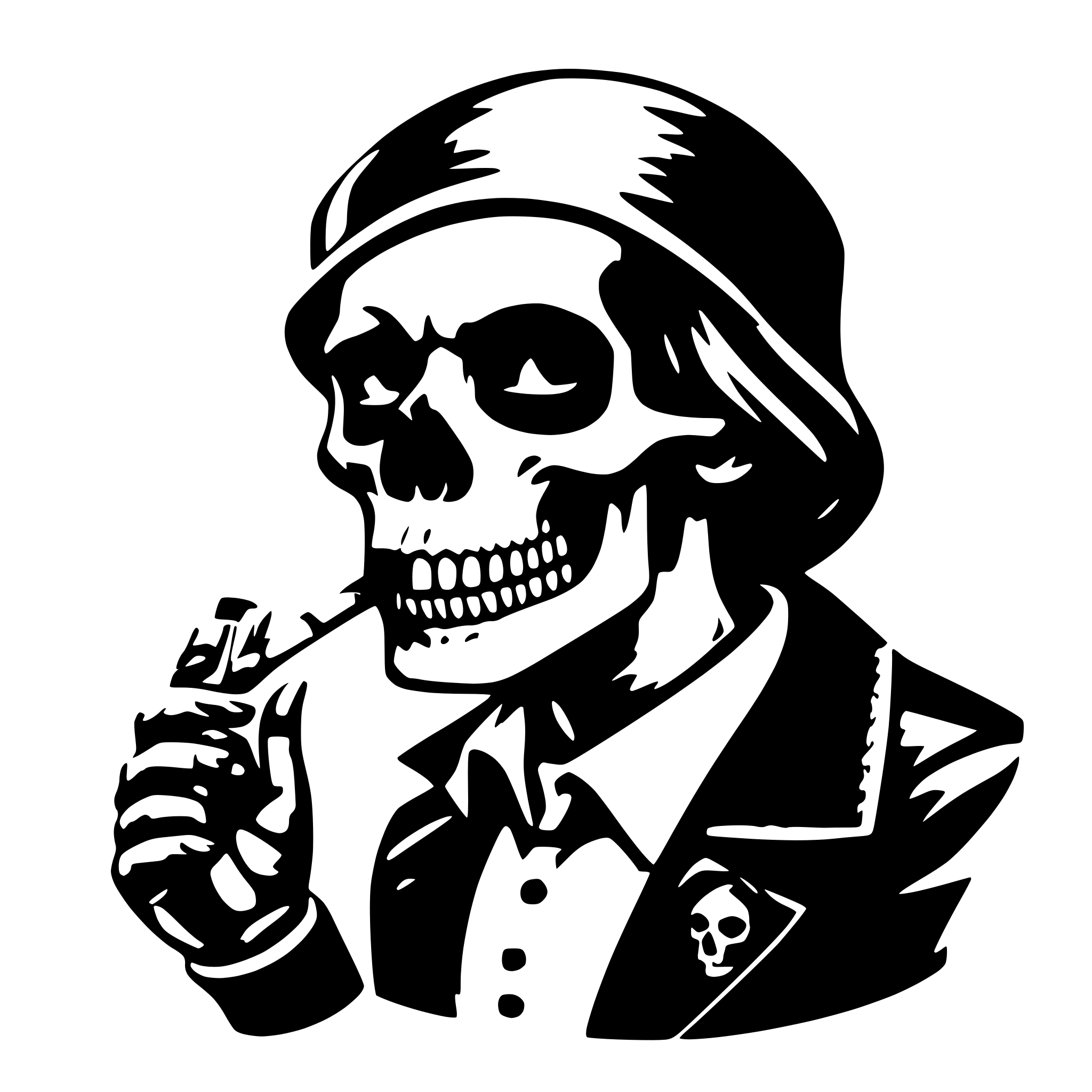 AI-generated SVG of 'a skull man smoking'