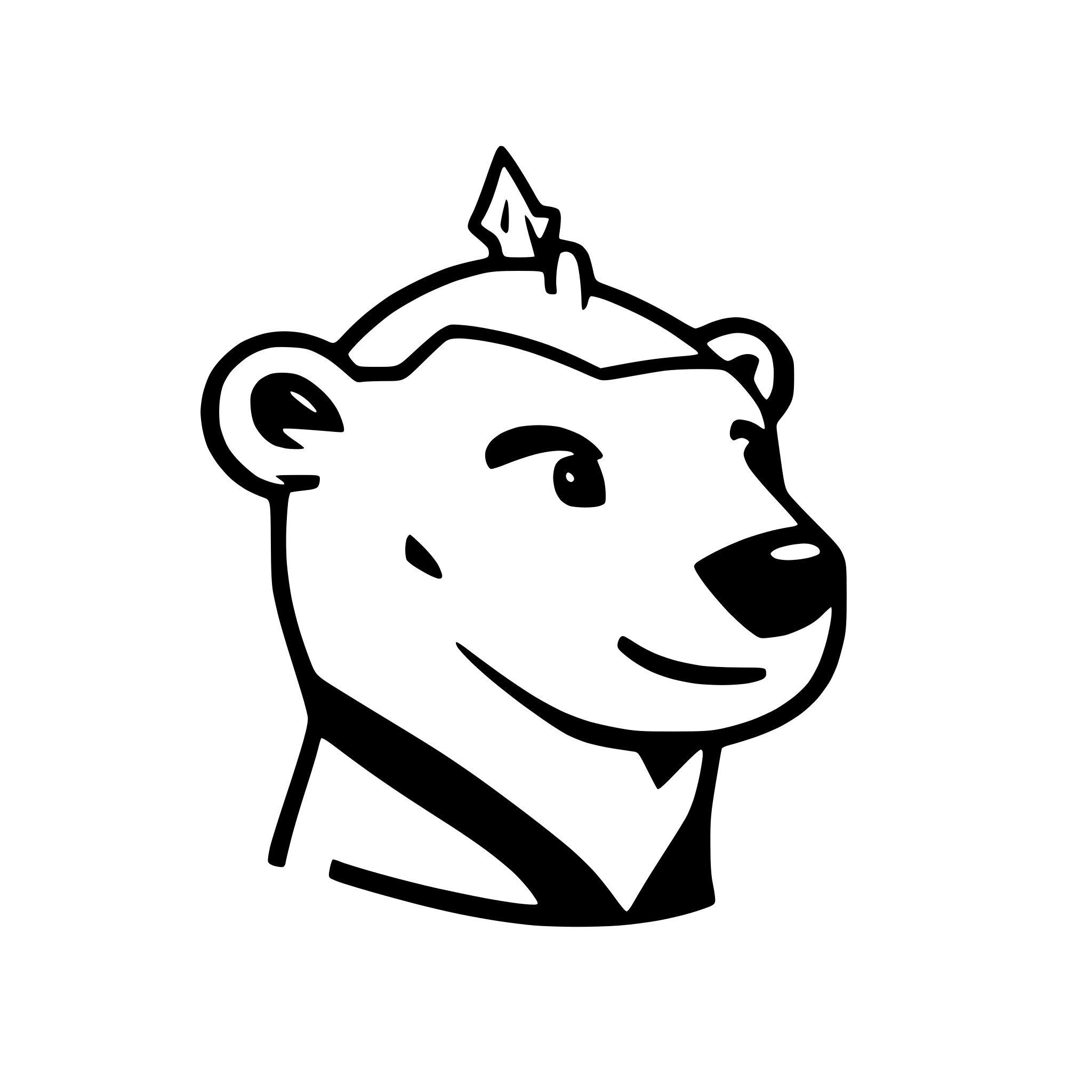 AI-generated SVG of a the head of a cute cartoon polar bear cub. its' tongue is sticking out and it has an arrow through its' head.