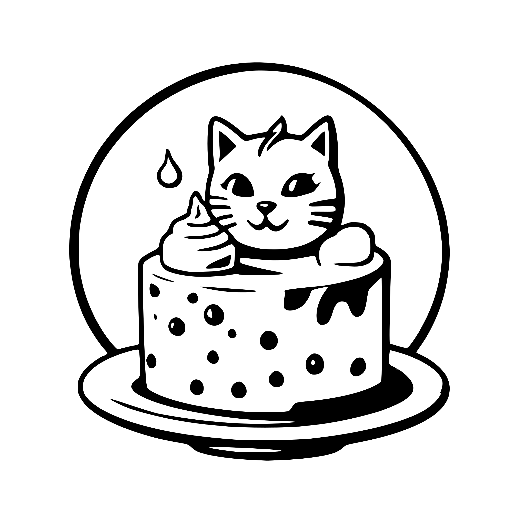 AI-generated SVG of a A logo for baking cakes, homemade sweets and finger food trays for cafes, celebrations and parties.
The main symbol is a 4-year-old domestic male cat in white color with gray spots and a slice of cake and finger food
Color: combination of pink and gray. Use limited and simple colors, and a simple background color.
Design: Simple and without complicated details.
Use clean and clear lines to create the shape of the cat and use the cat symbol in a way that is hidden in the logo.
I want the logo to 