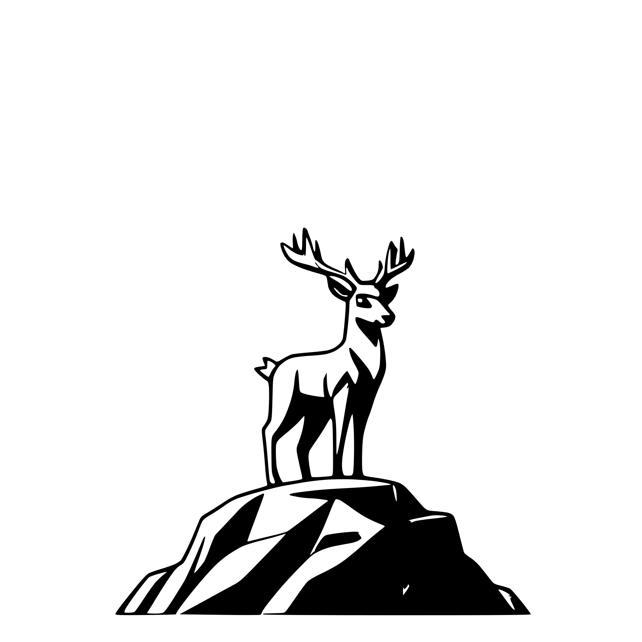 AI-generated SVG of a majestic male deer atop a mountain peak facing the observer