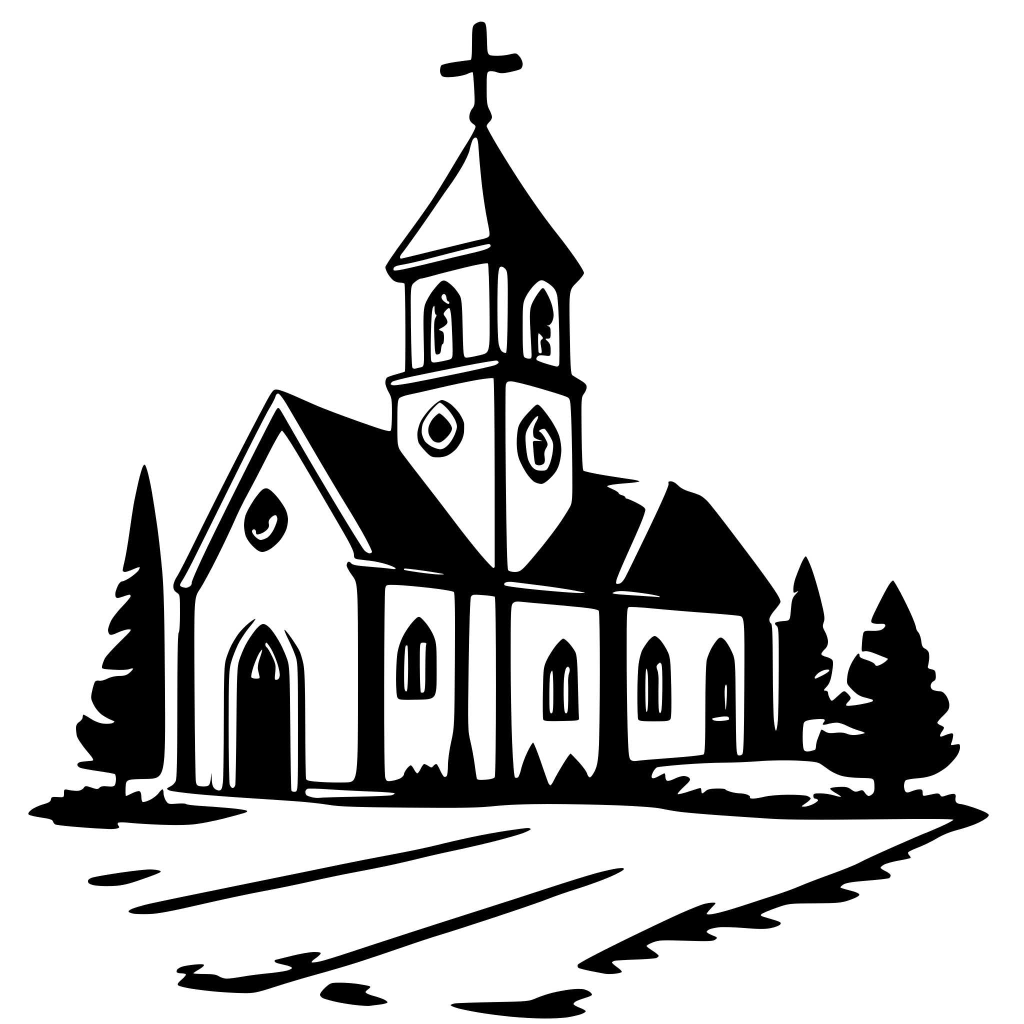 AI-generated SVG of 'Burning church'