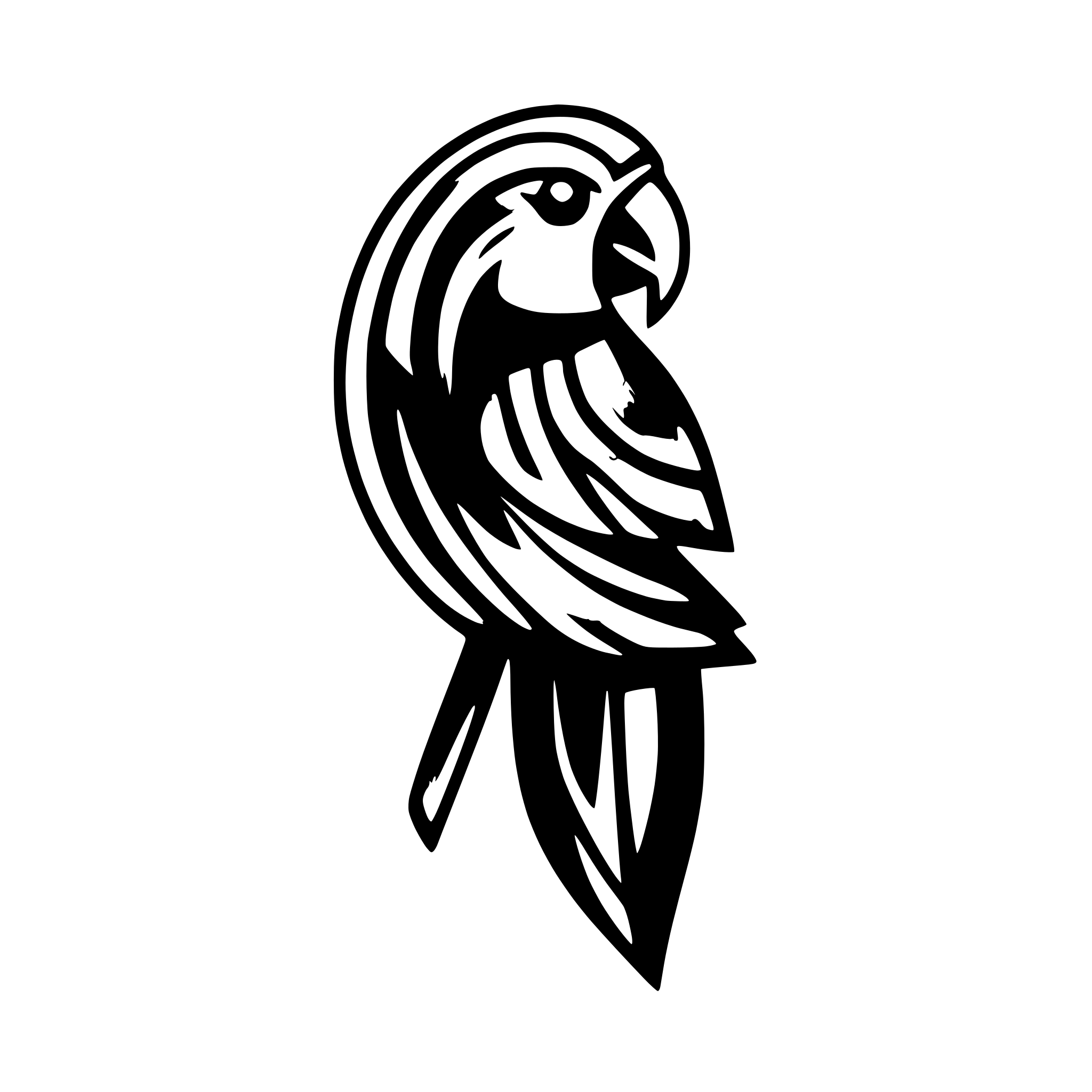 AI-generated SVG of a Design a sleek, modern parrot logo in emerald, sapphire, and yellow. Feature a dynamic, stylized parrot with a subtle abstract tropical gradient background for a creative website emblem.
