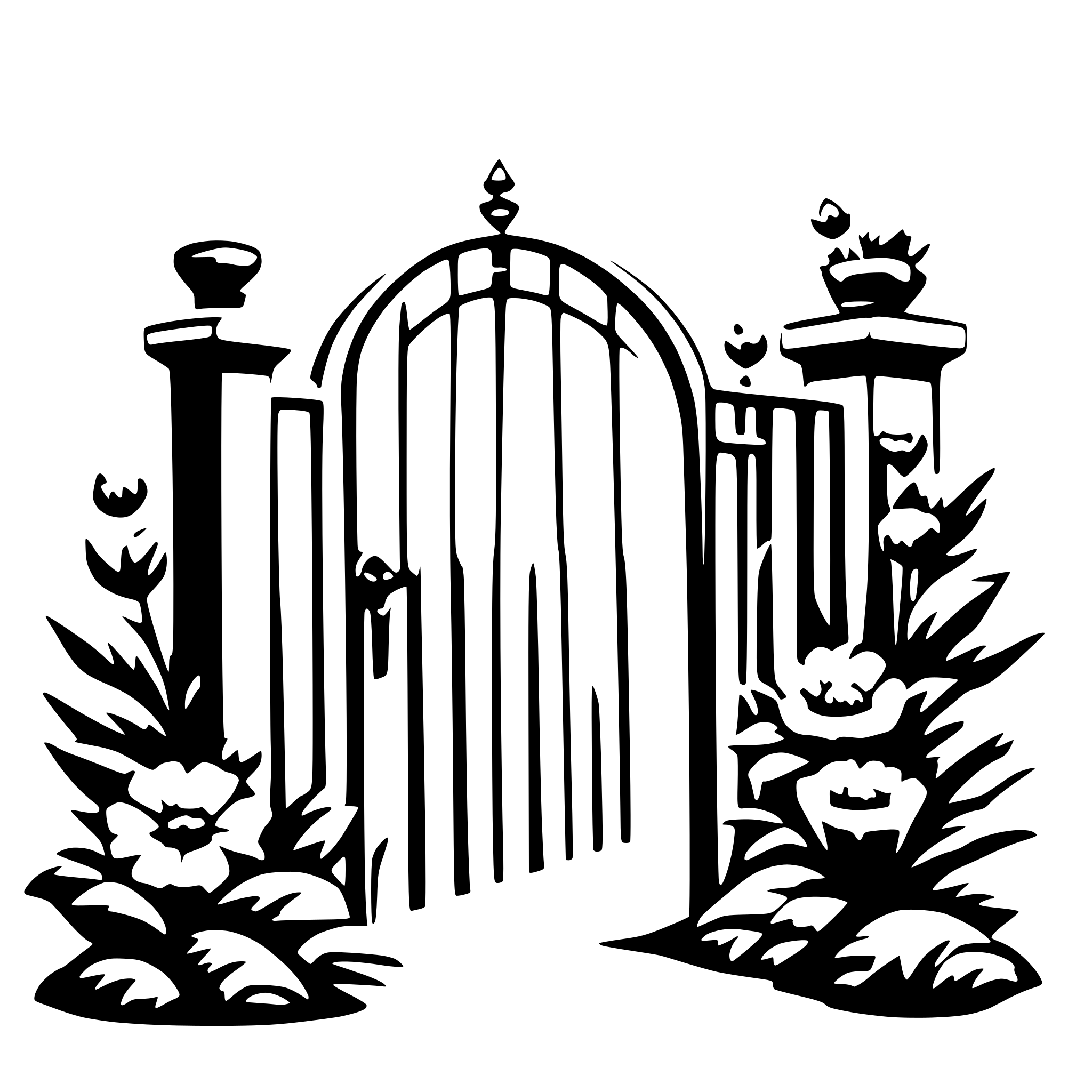 AI-generated SVG of 'a gate with flowers'