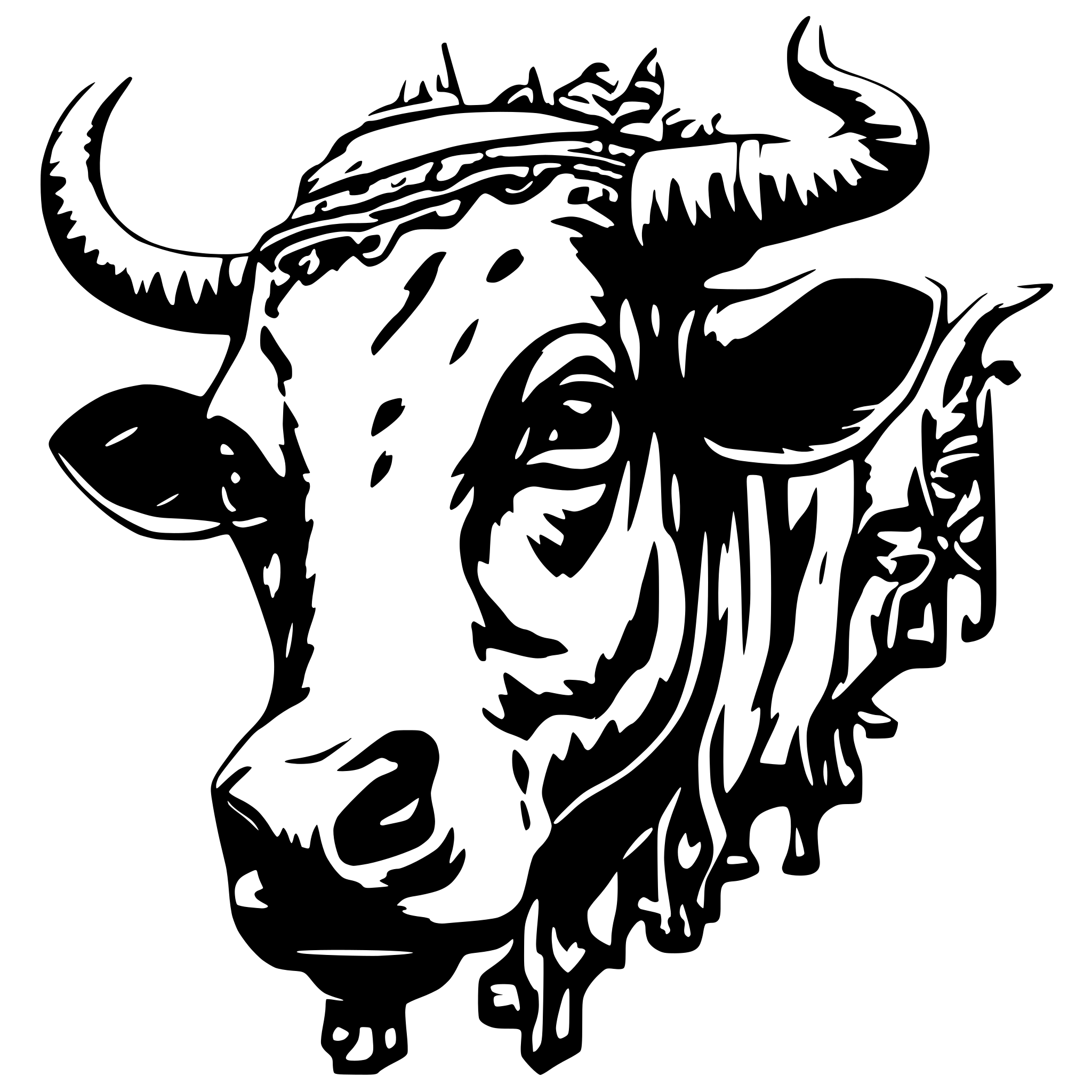 AI-generated SVG of 'Cow and trishul'