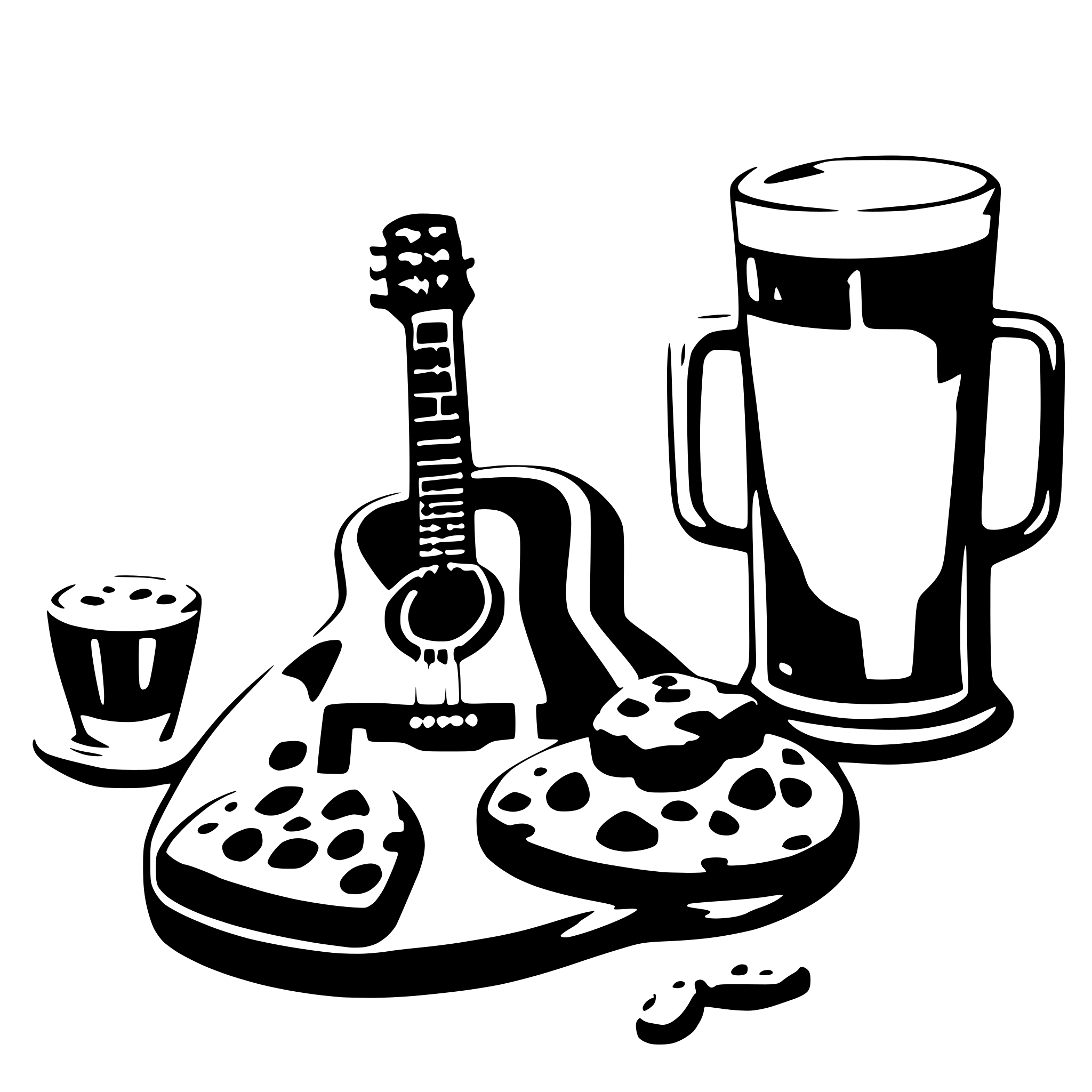 AI-generated SVG of 'cookies and beer and guitars'