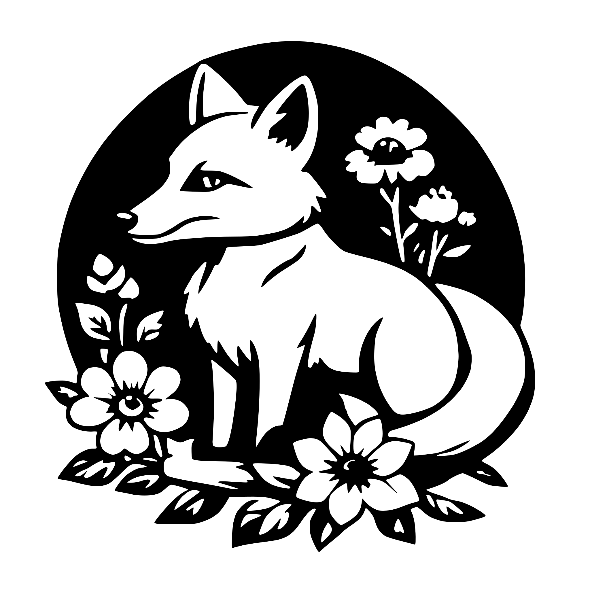 AI-generated SVG of 'fox with flower'